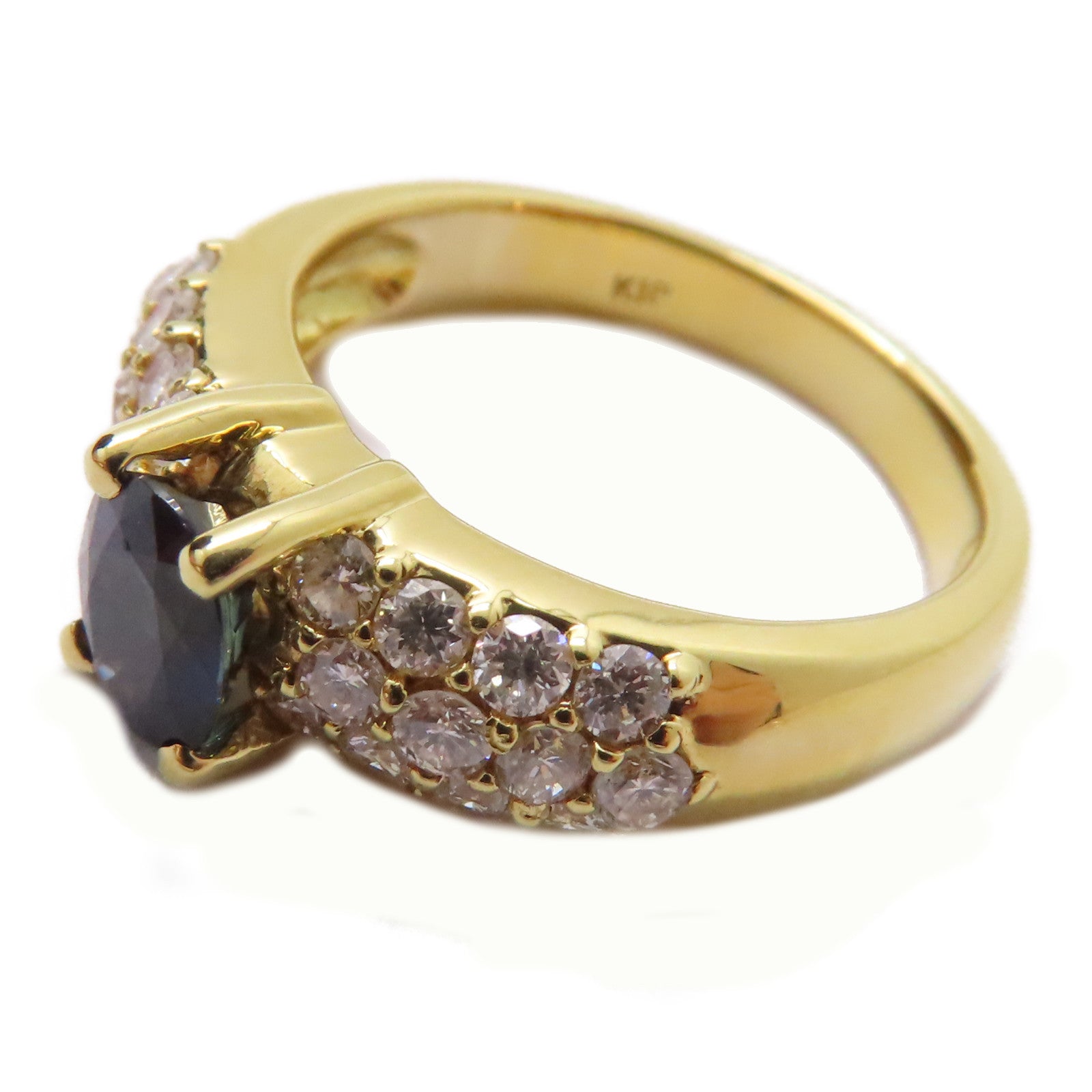 JEWELRY 18K黃金Sapphire Diamond Ring 0.96ct藍寶石/0.78ct鑽石戒指US#6.5