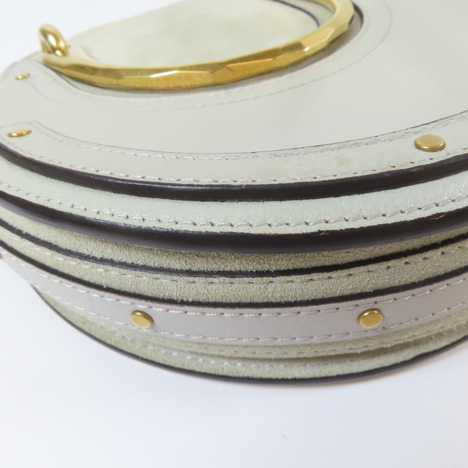 Chloe 牛皮皮革Shoulder Bag金扣肩背袋灰色
