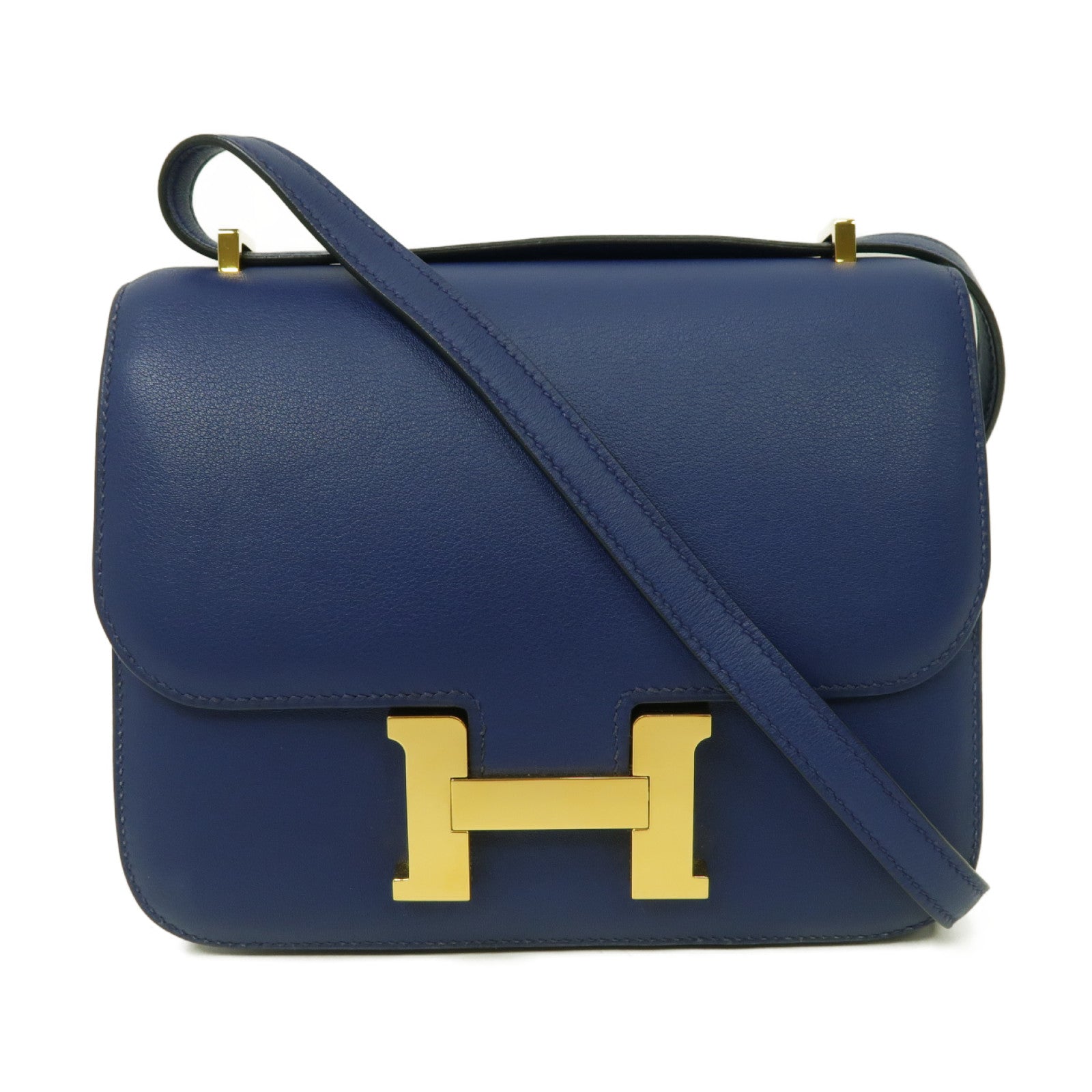 HERMES 【激減優惠】Swift皮革Constance Mini金扣肩背袋Bleu Saphir/藍寶石色