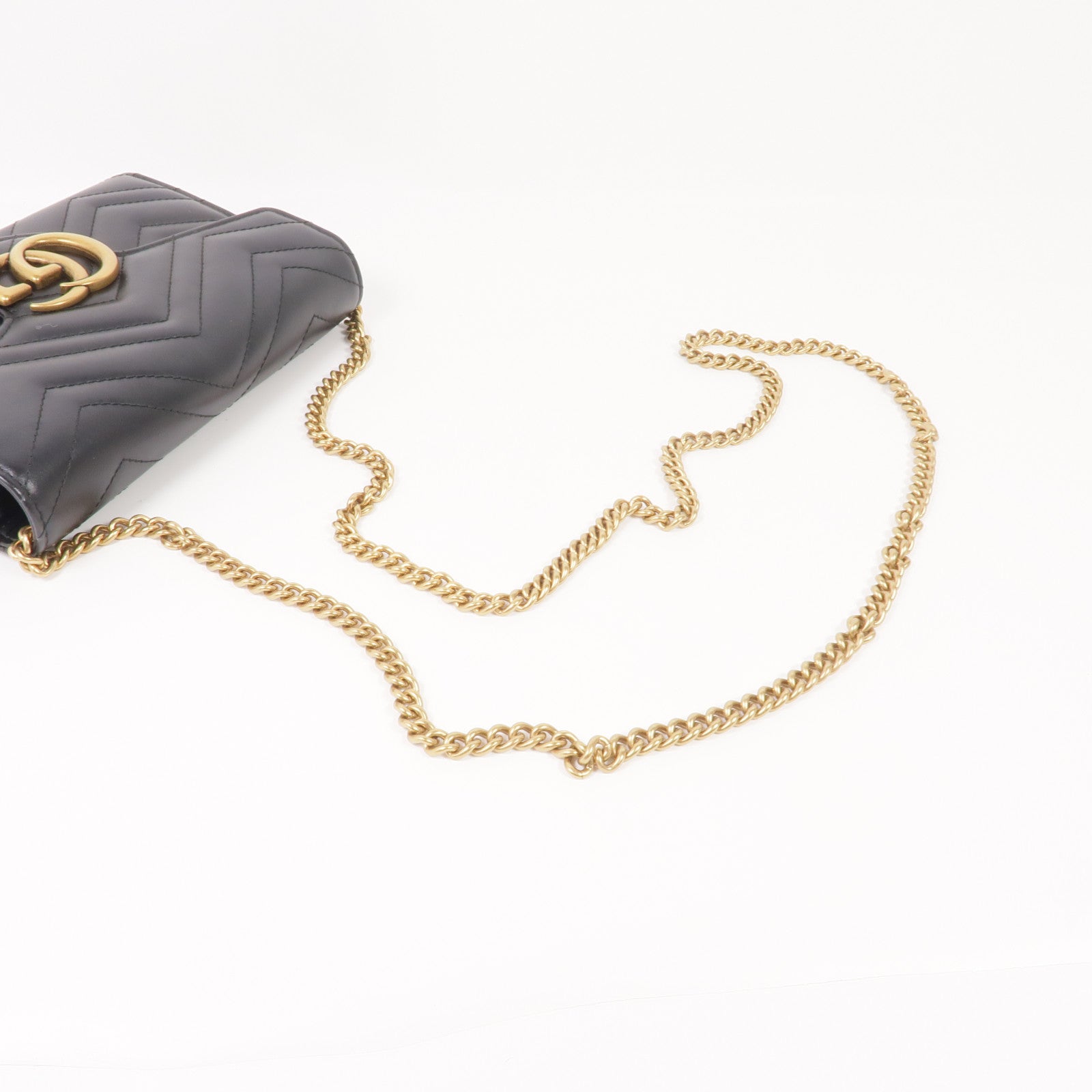 GUCCI 牛皮皮革GG Marmont Chain Wallet金扣鏈帶肩背袋