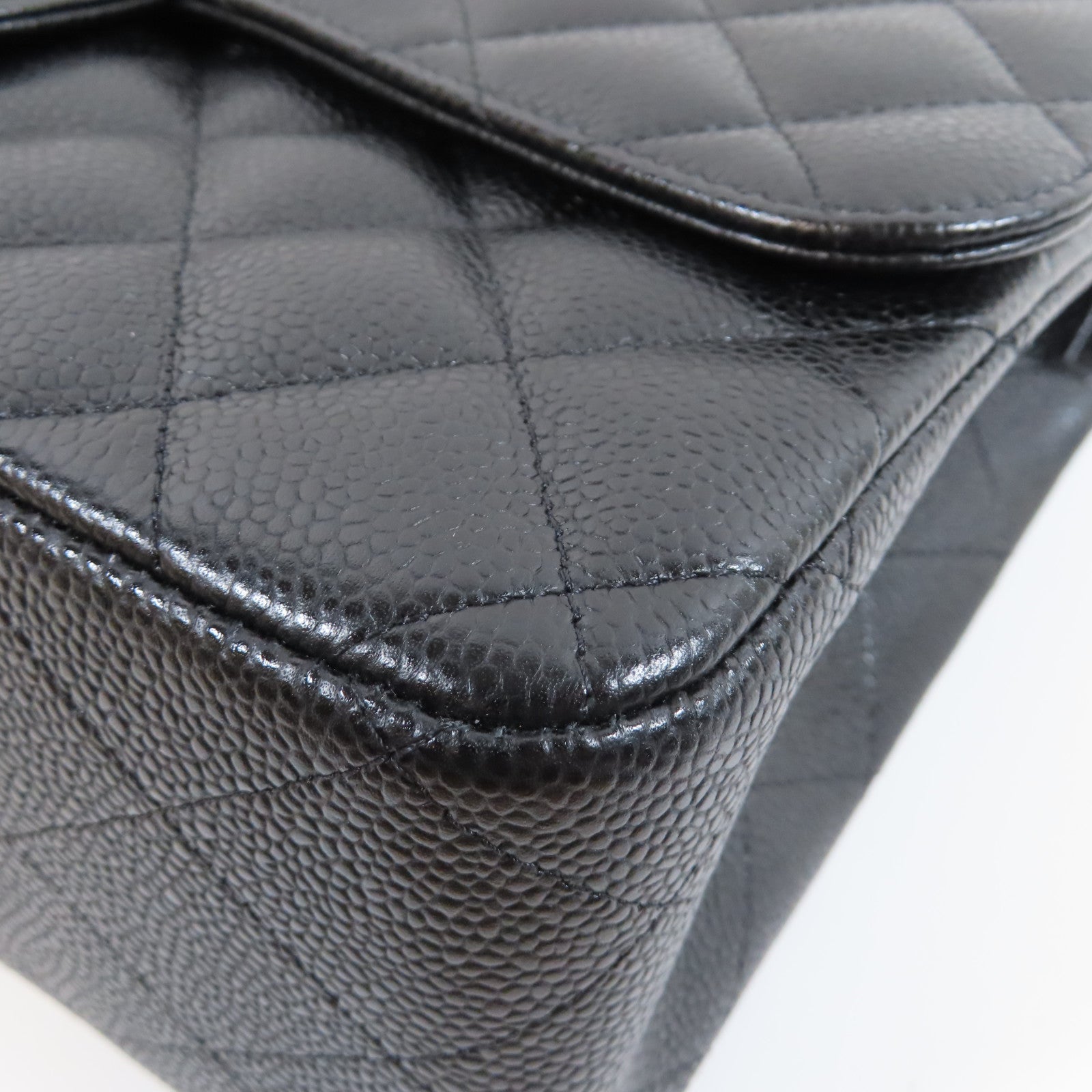 CHANEL 【清倉大減價】菱格Caviar皮革Classic Shoulder Bag金扣鏈帶肩背袋黑色