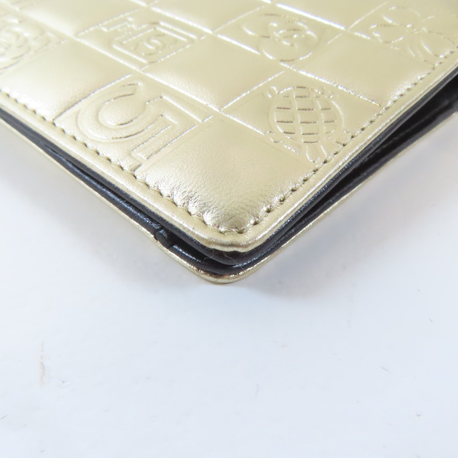 CHANEL 【激減優惠】羊皮皮革Long Wallet金扣長錢包金色