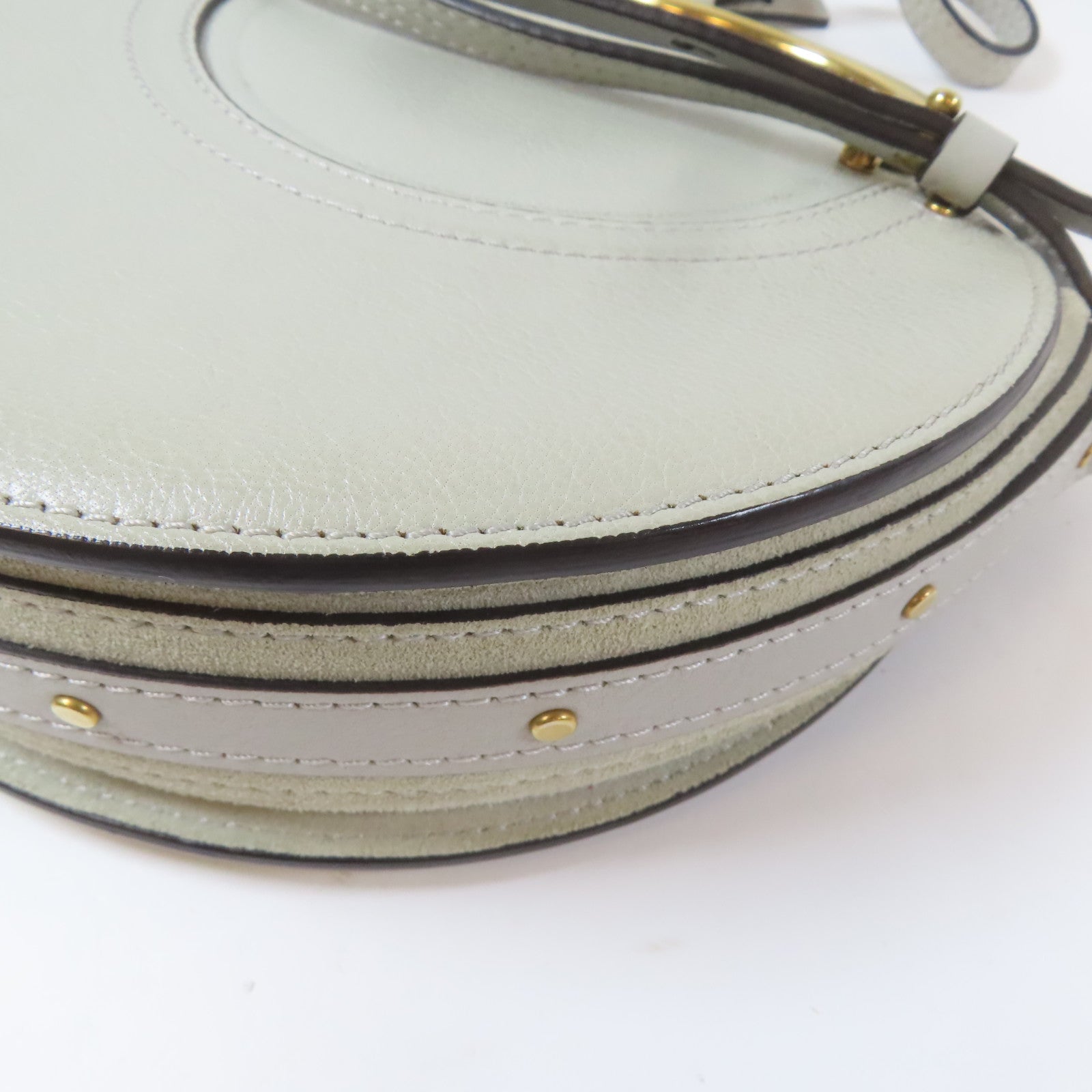 Chloe 牛皮皮革Shoulder Bag金扣肩背袋灰色