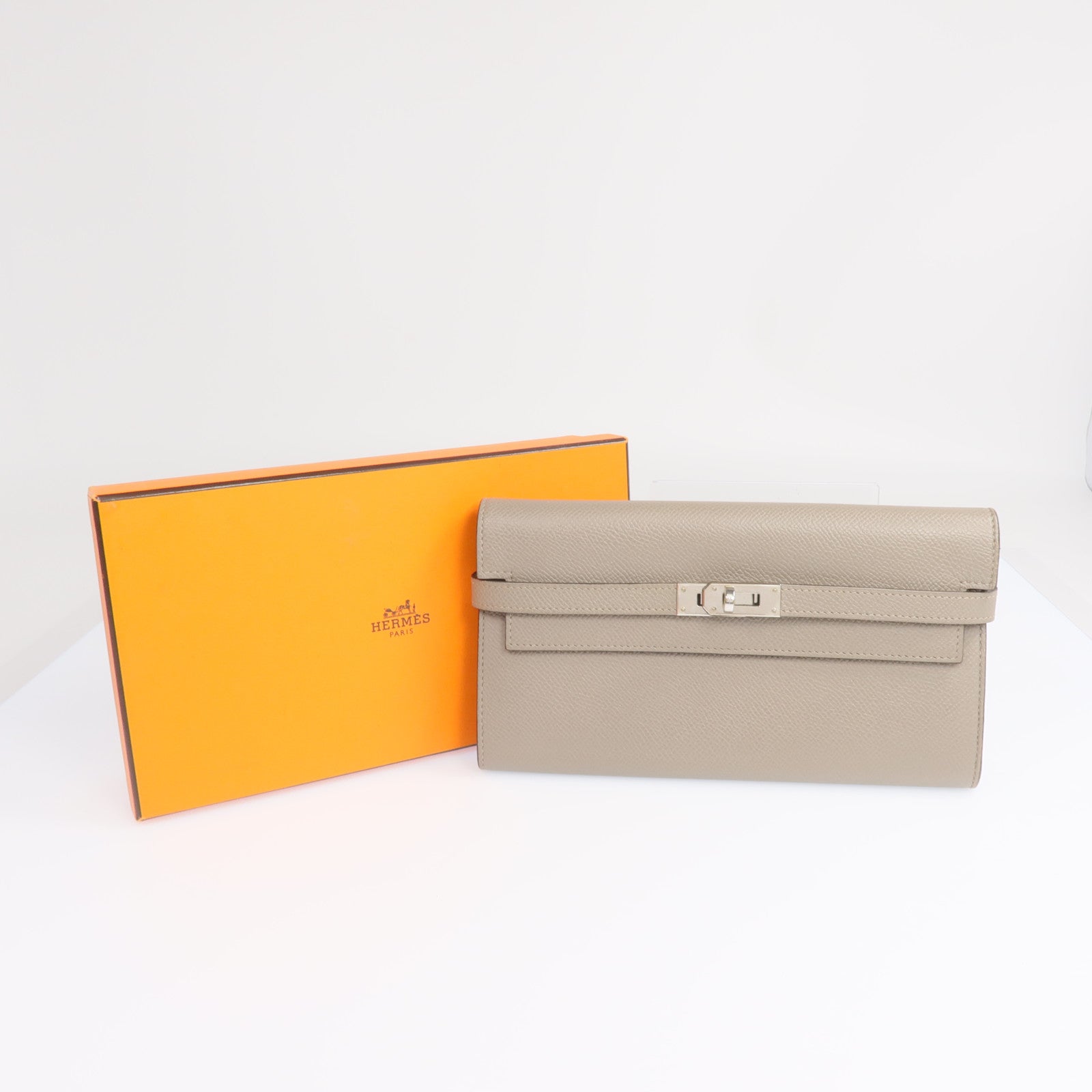 HERMES Epsom皮革Kelly Wallet金扣長錢包