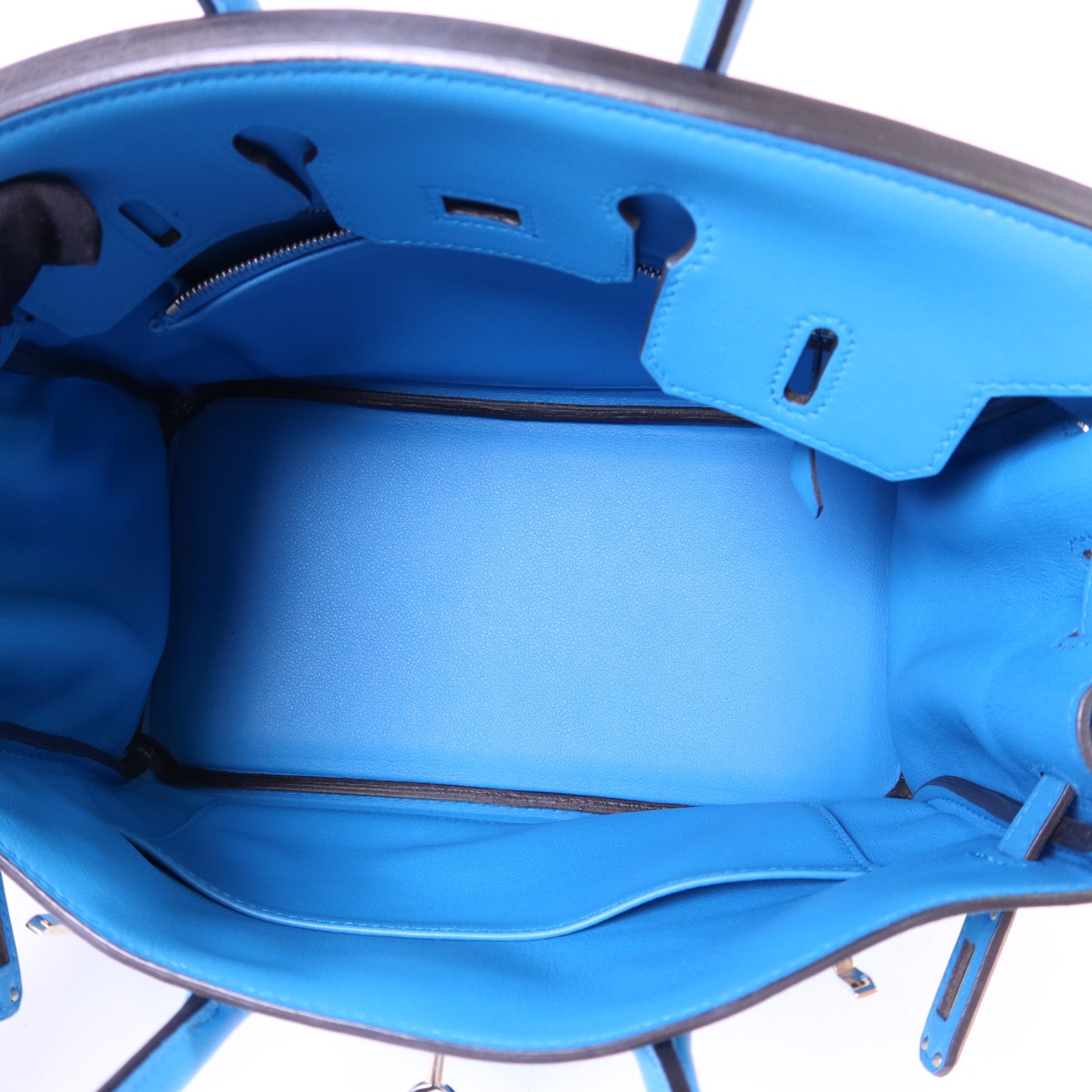 HERMES Swift皮革Birkin 25銀扣手挽袋Bleu Frida