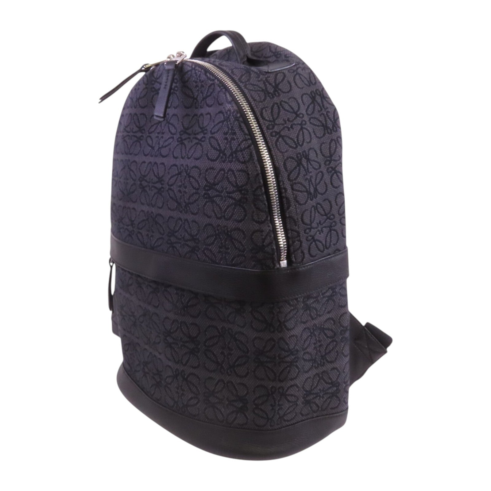 LOEWE 帆布/牛皮皮革Backpack銀扣背包