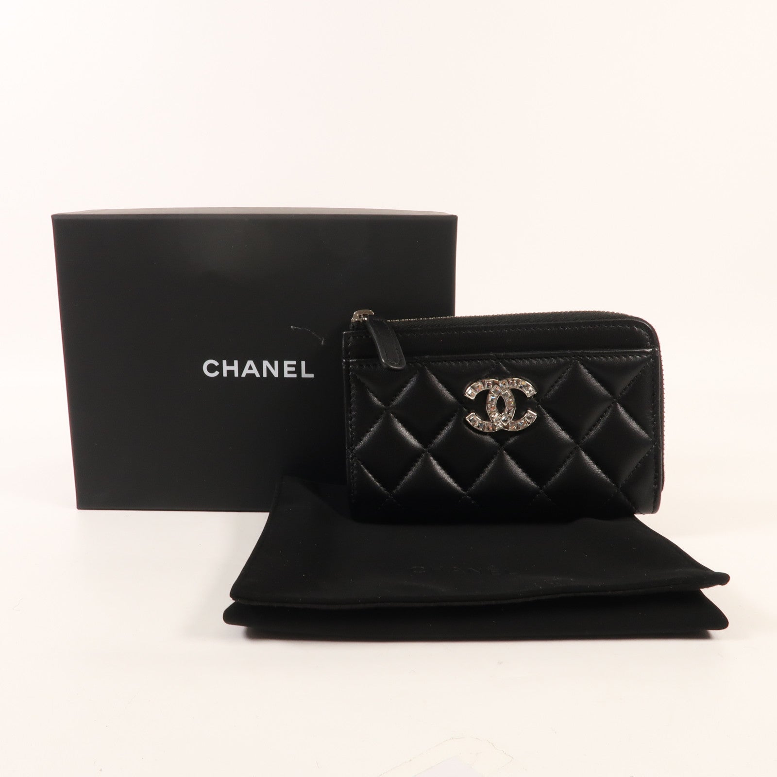 CHANEL 羊皮皮革Coin Case銀扣零錢包