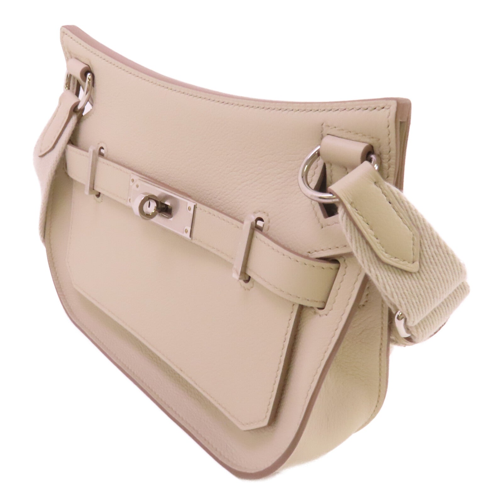 HERMES Togo皮革Mini Jypsiere銀扣肩背袋Beton