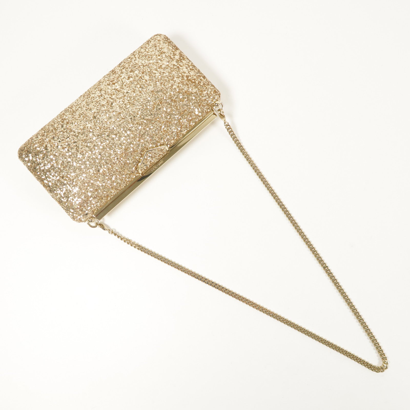 JIMMY CHOO 珠片Ellipse金扣鏈帶肩背袋