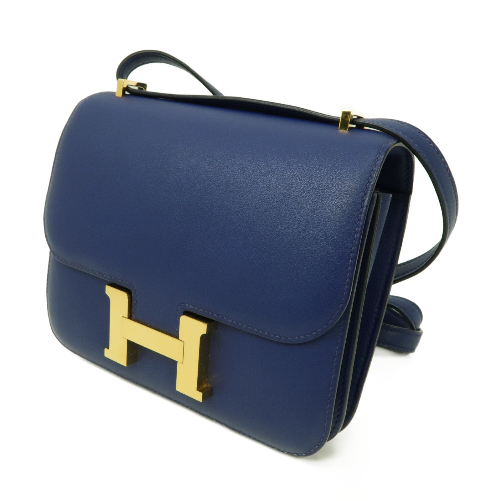 HERMES 【激減優惠】Swift皮革Constance Mini金扣肩背袋Bleu Saphir/藍寶石色