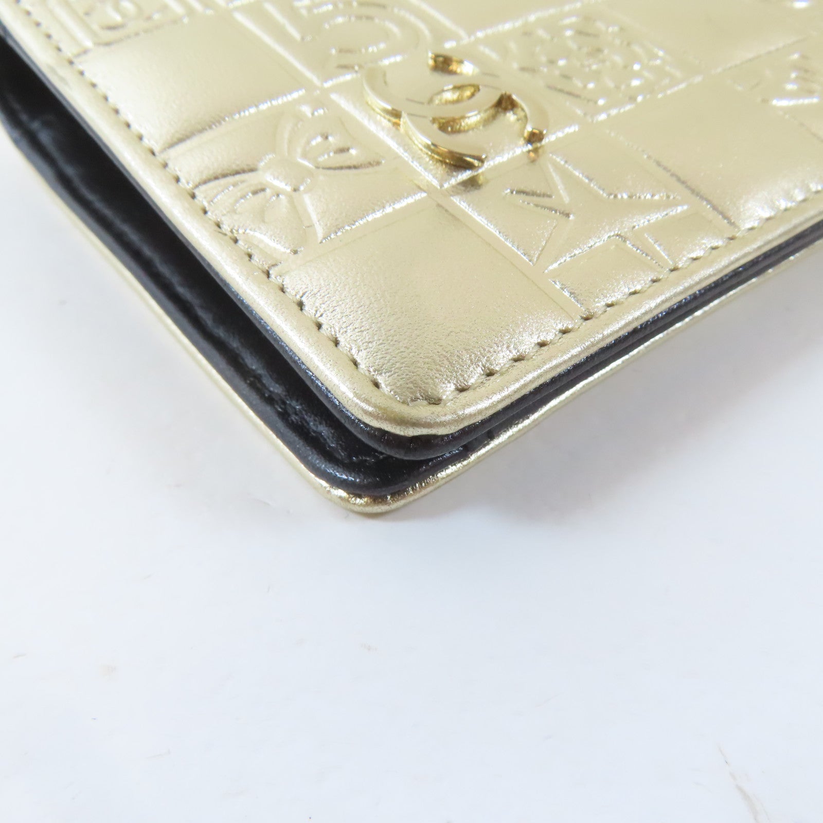 CHANEL 【激減優惠】羊皮皮革Long Wallet金扣長錢包金色