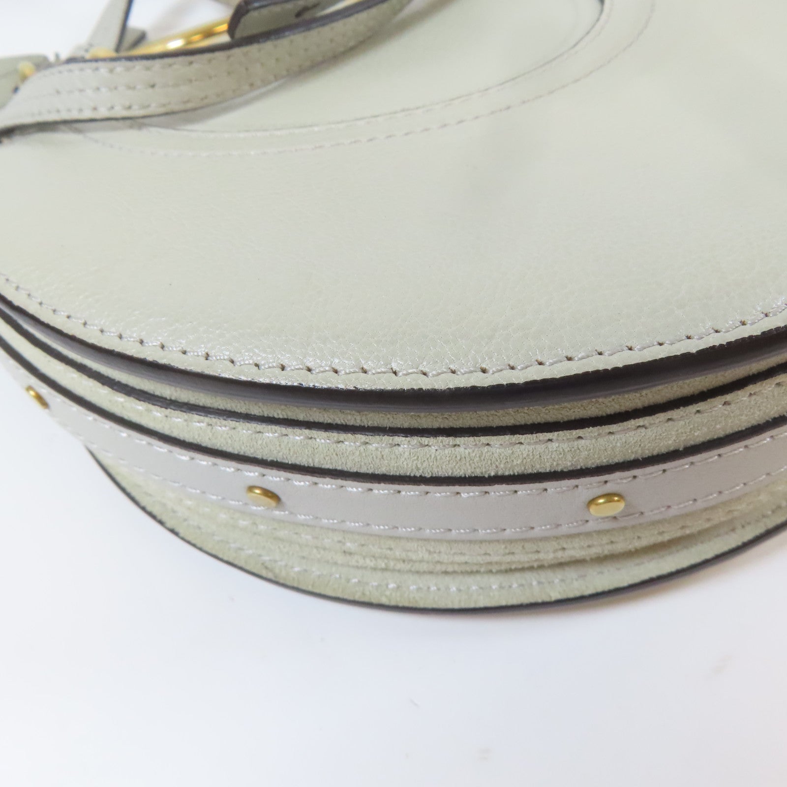 Chloe 牛皮皮革Shoulder Bag金扣肩背袋灰色