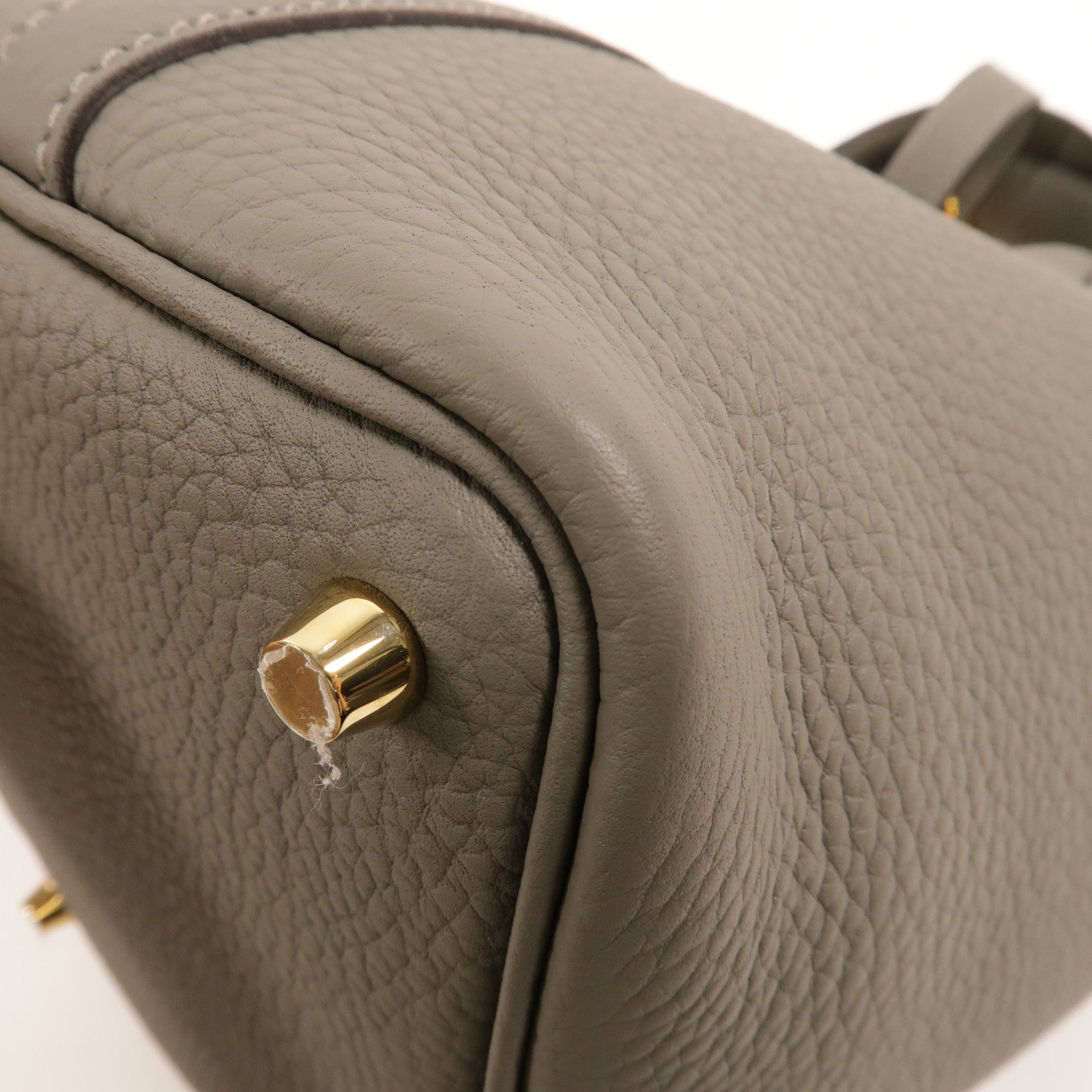 HERMES Clemence皮革Picotin PM手挽袋Gris Meyer
