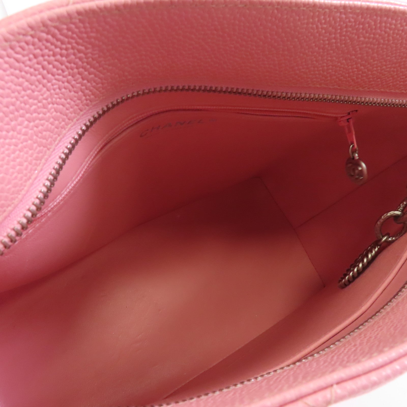CHANEL 菱格Caviar皮革Tote Bag金扣手挽袋粉紅色