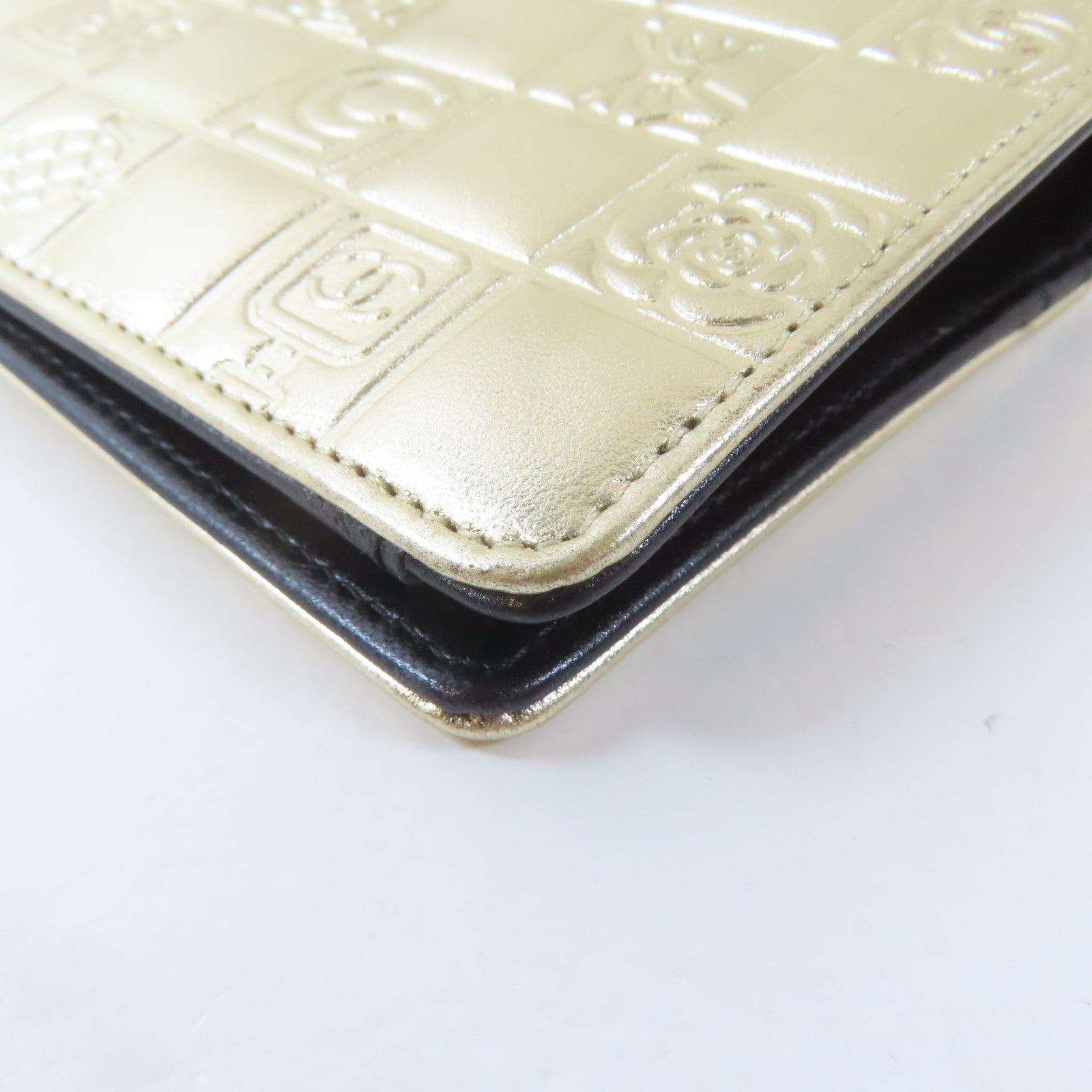 CHANEL 【激減優惠】羊皮皮革Long Wallet金扣長錢包金色