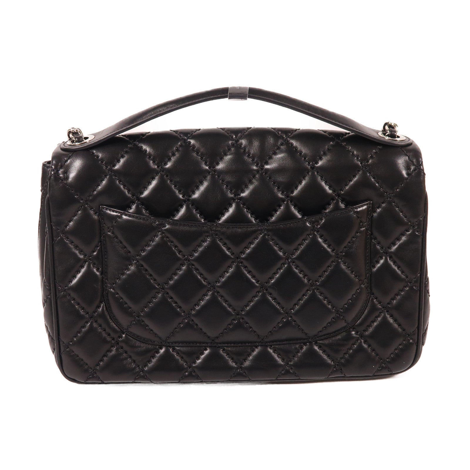 CHANEL CC SHW Shoulder Bag 2Way Handbag Lambskin Leather Black