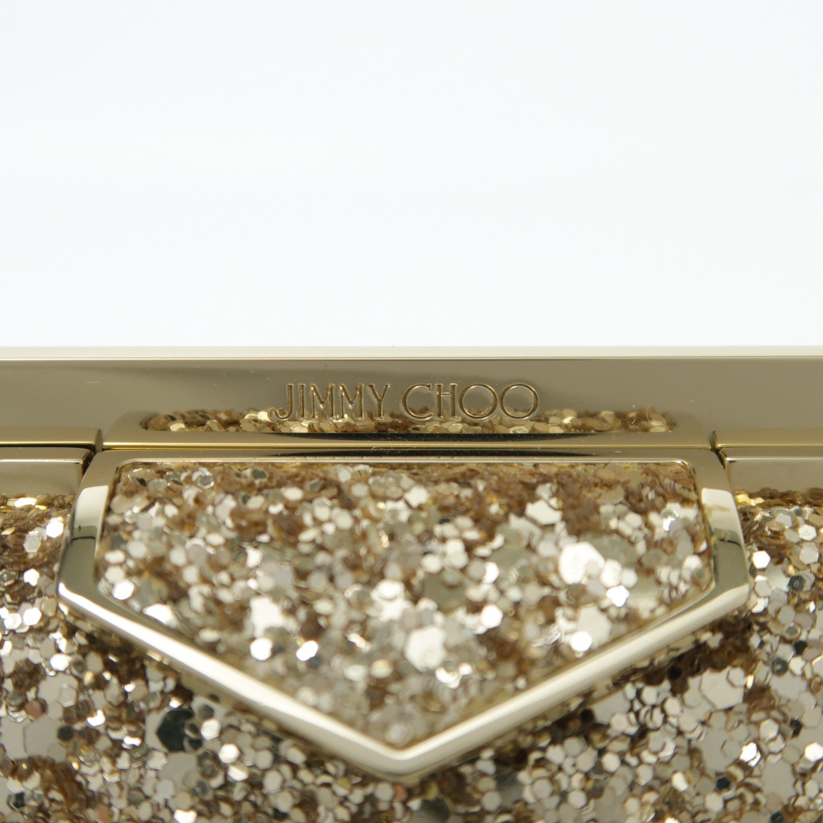 JIMMY CHOO 珠片Ellipse金扣鏈帶肩背袋