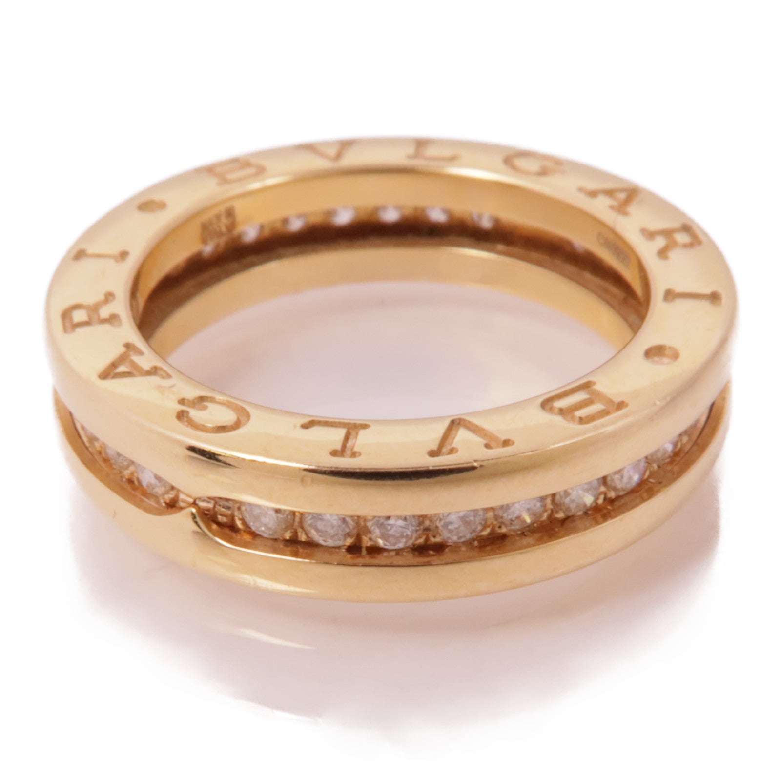 BVLGARI 18K黃金B-zero1鑽石戒指US#4.75