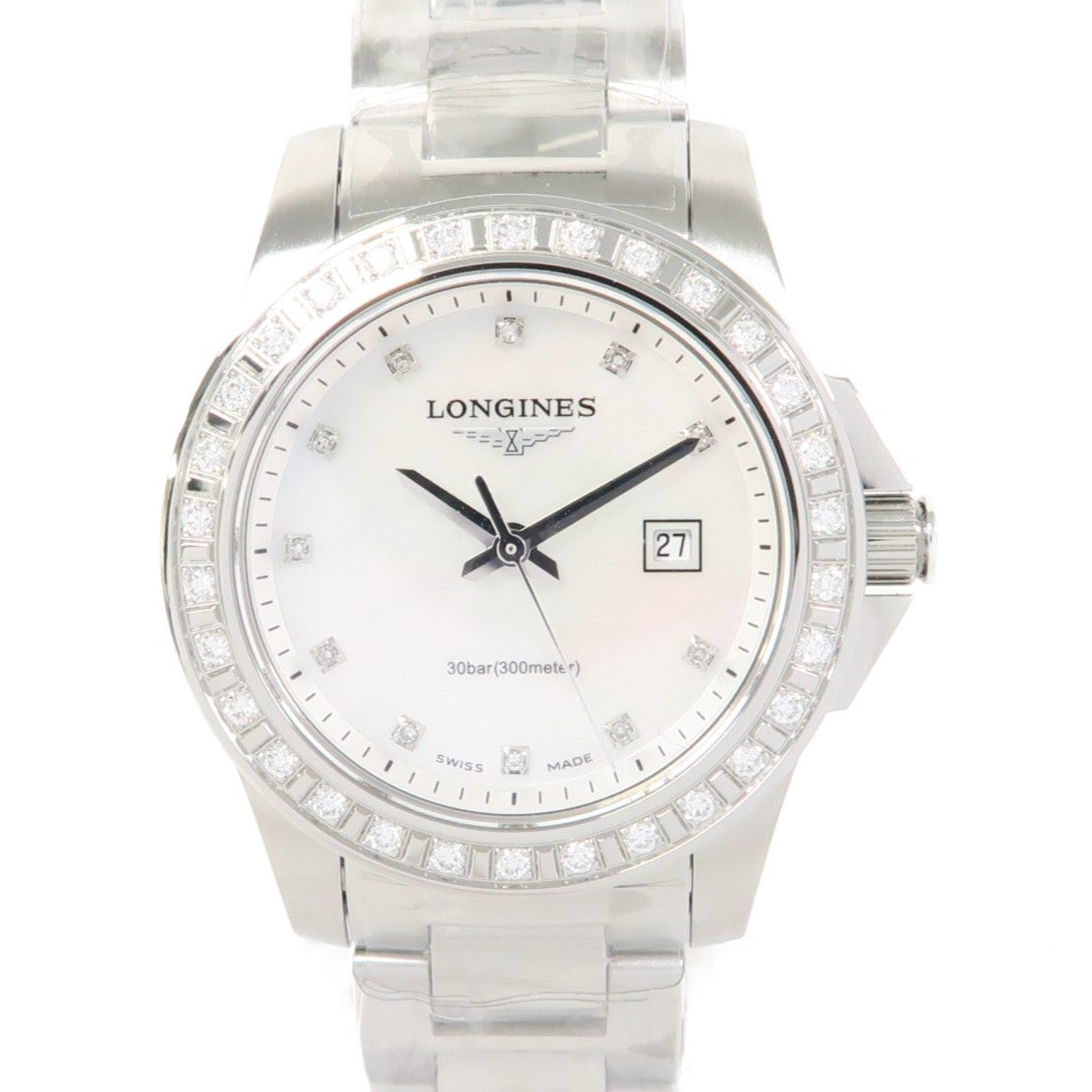 LONGINES 不鏽鋼Conquest手錶石英機芯珠光色