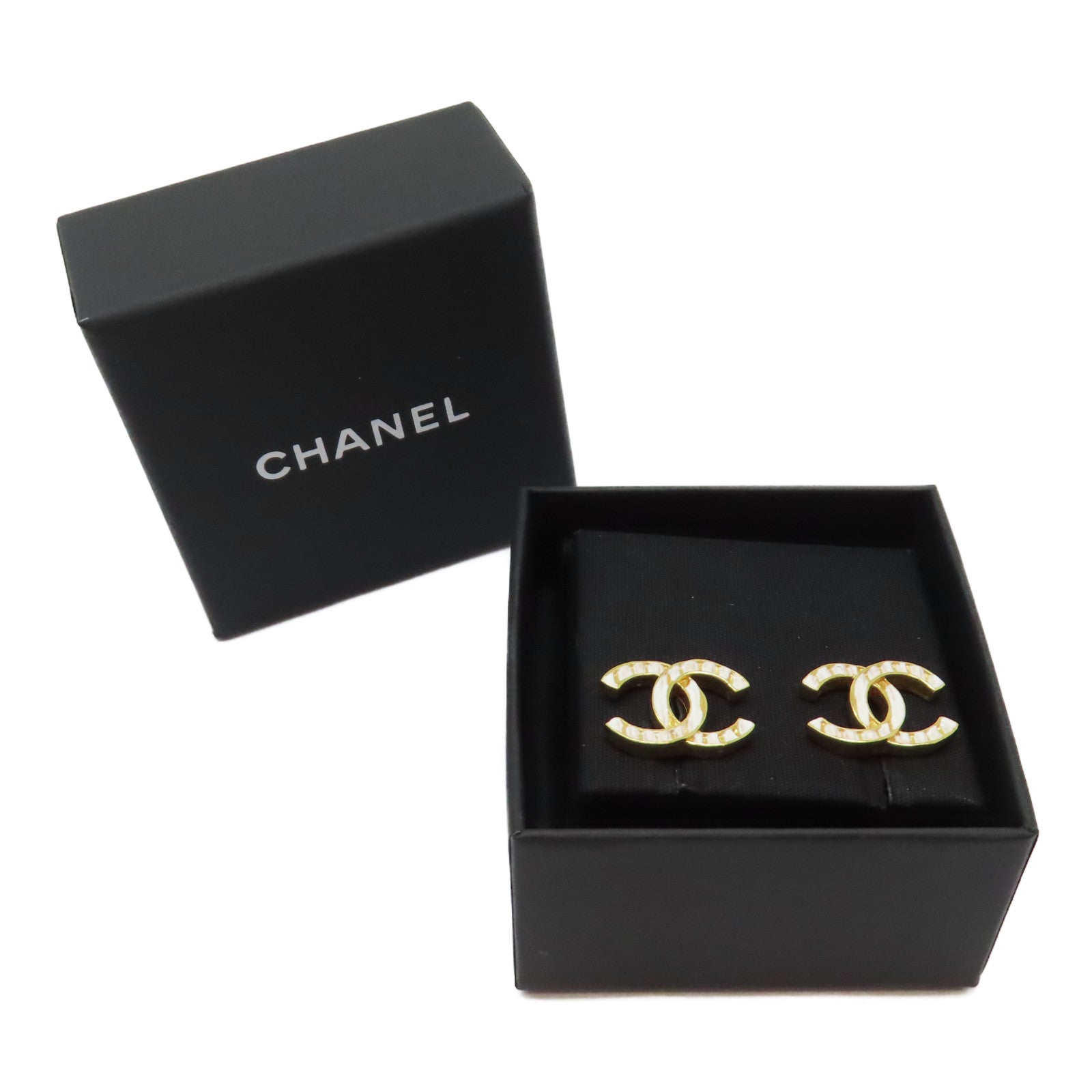 CHANEL 金屬Earrings耳環金色/白色