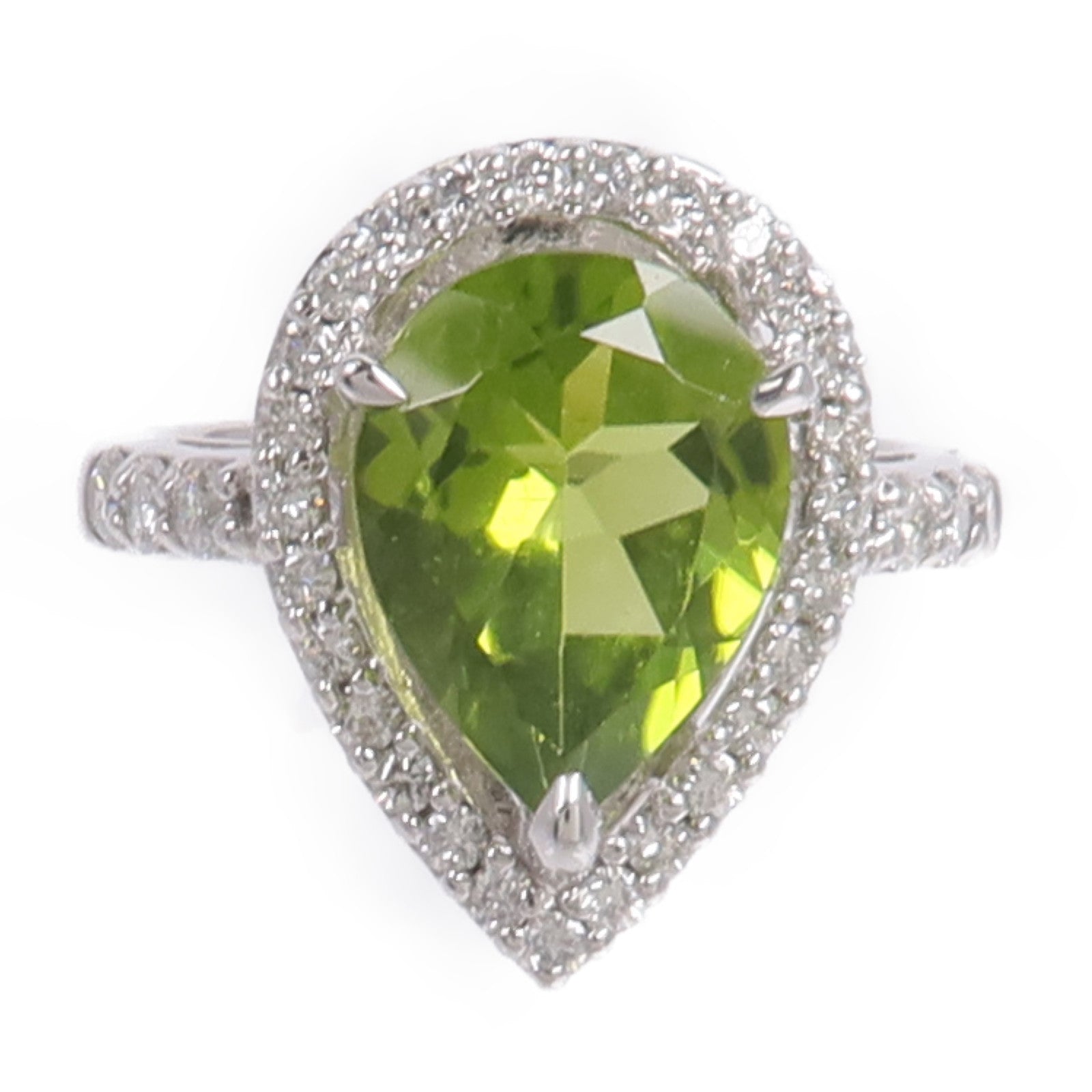 JEWELRY 18K白金Peridot Diamond Ring橄欖石/鑽石戒指