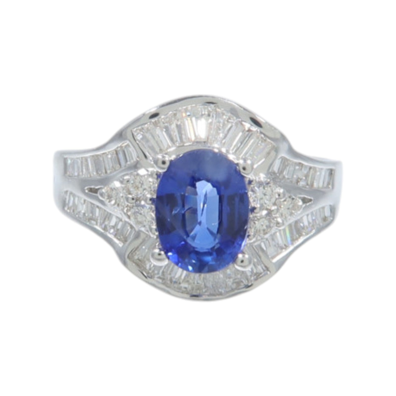 JEWELRY 18K白金Sapphire Diamond Ring藍寶石/鑽石戒指