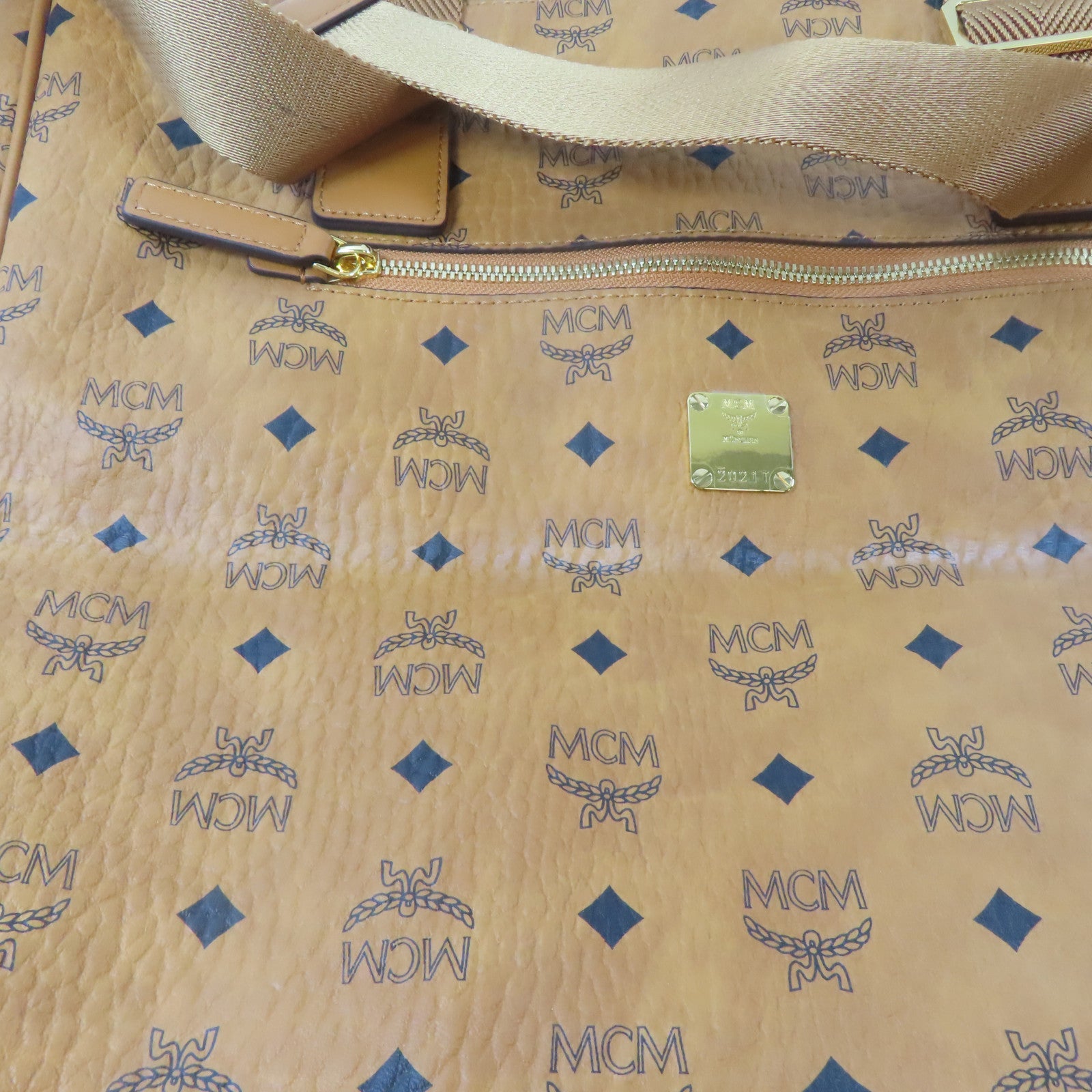 MCM 皮革Tote Bag金扣手挽袋啡色