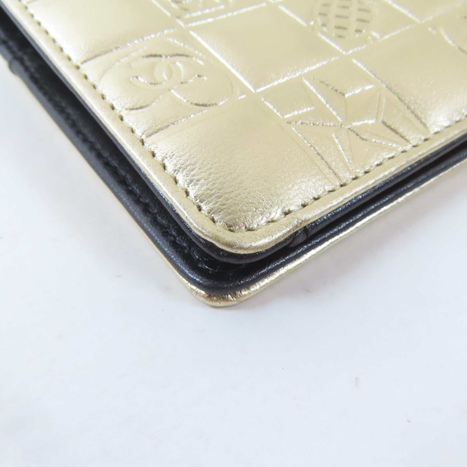 CHANEL 【激減優惠】羊皮皮革Long Wallet金扣長錢包金色