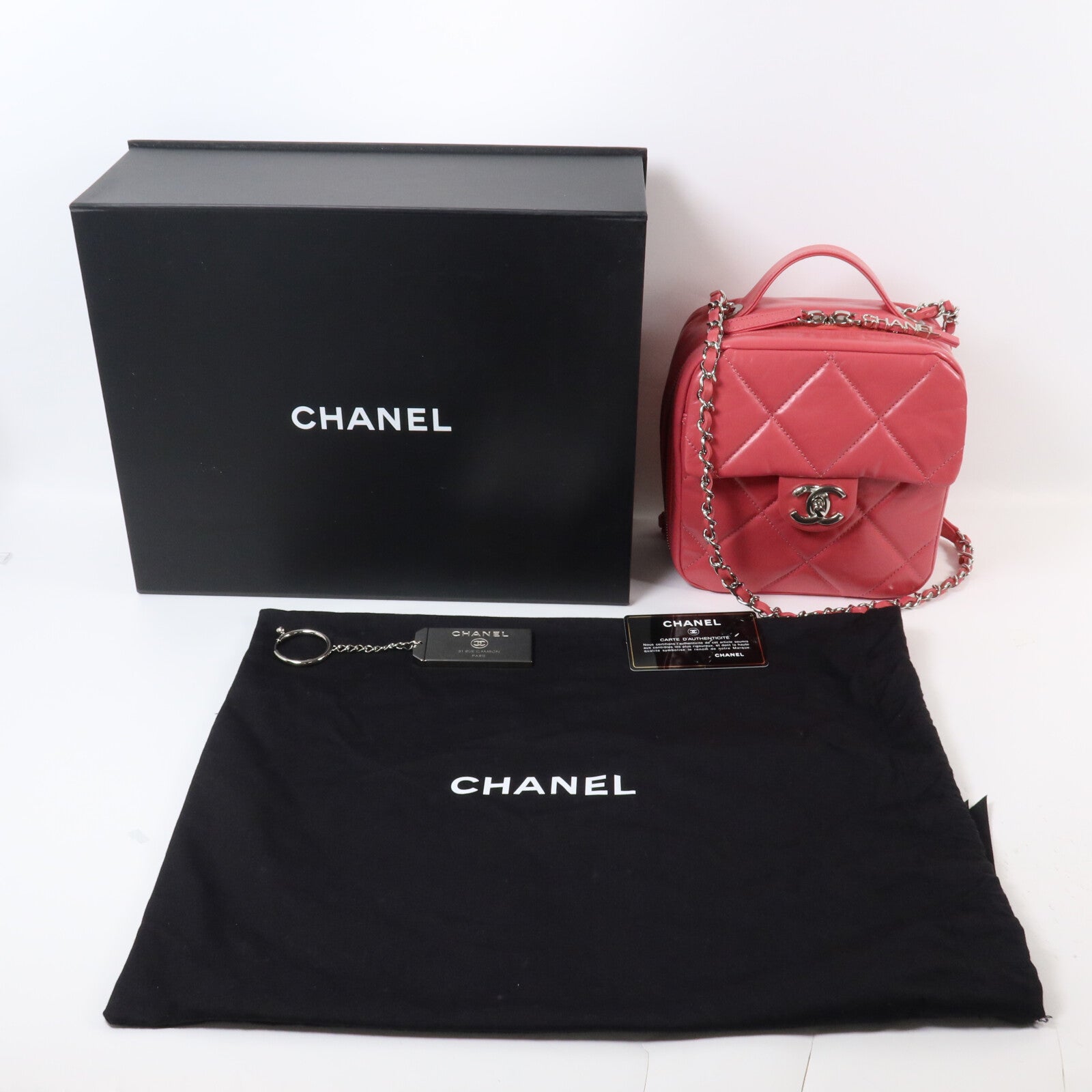 CHANEL 牛皮皮革Top Handle Bag鏈帶手挽肩背兩用袋