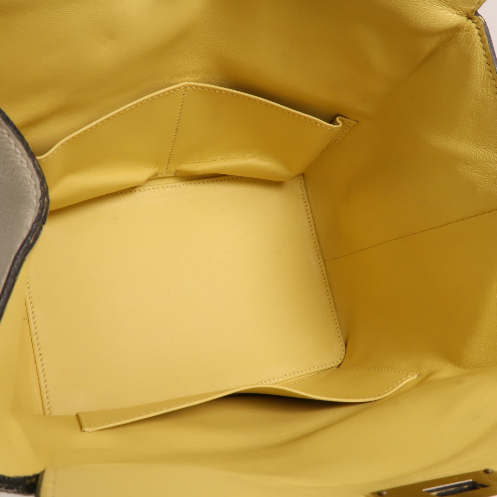 HERMES Evercolor皮革Toolbox 20銀扣手挽肩背兩用袋Blanc/Noir/Jaune Poussin