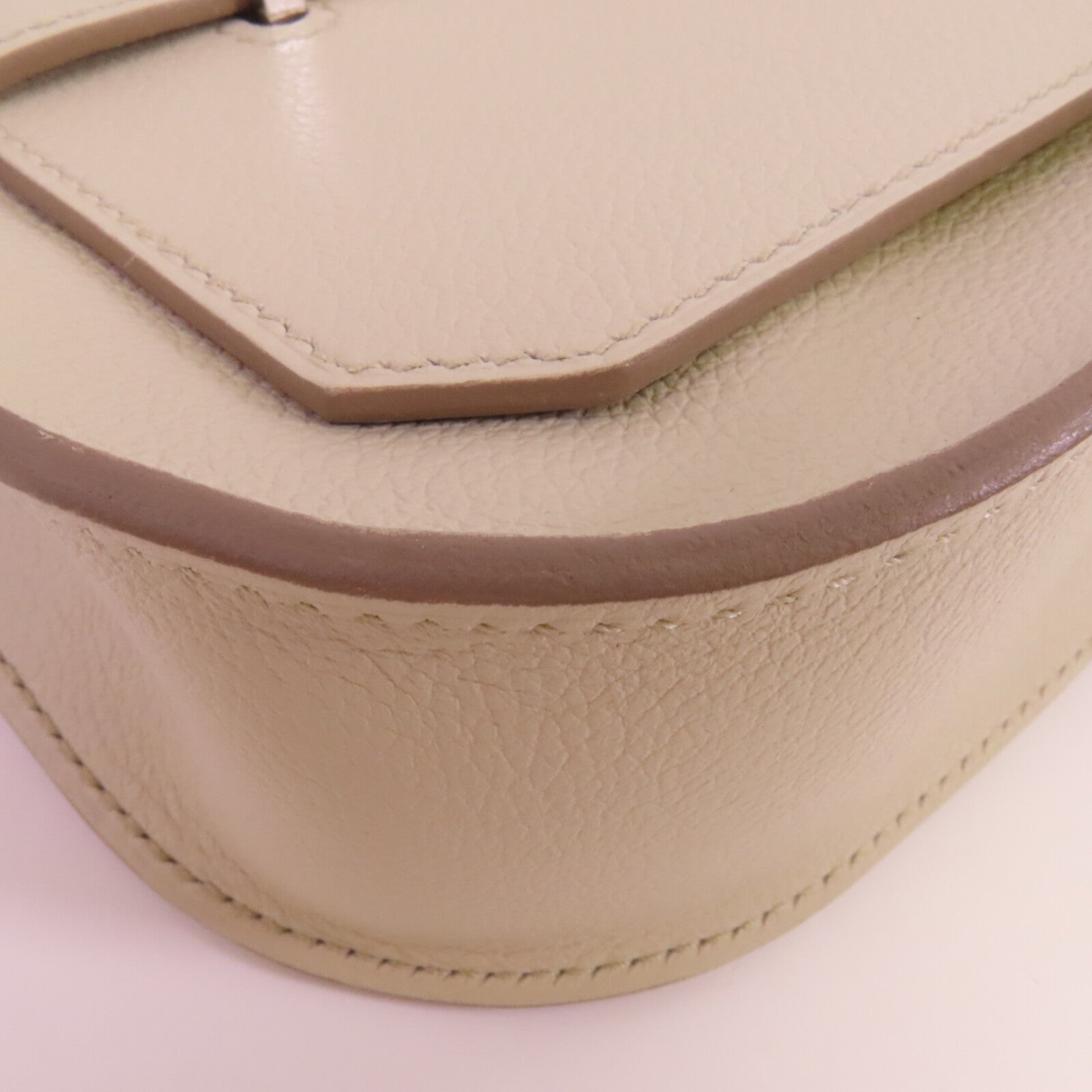 HERMES Togo皮革Mini Jypsiere銀扣肩背袋Beton