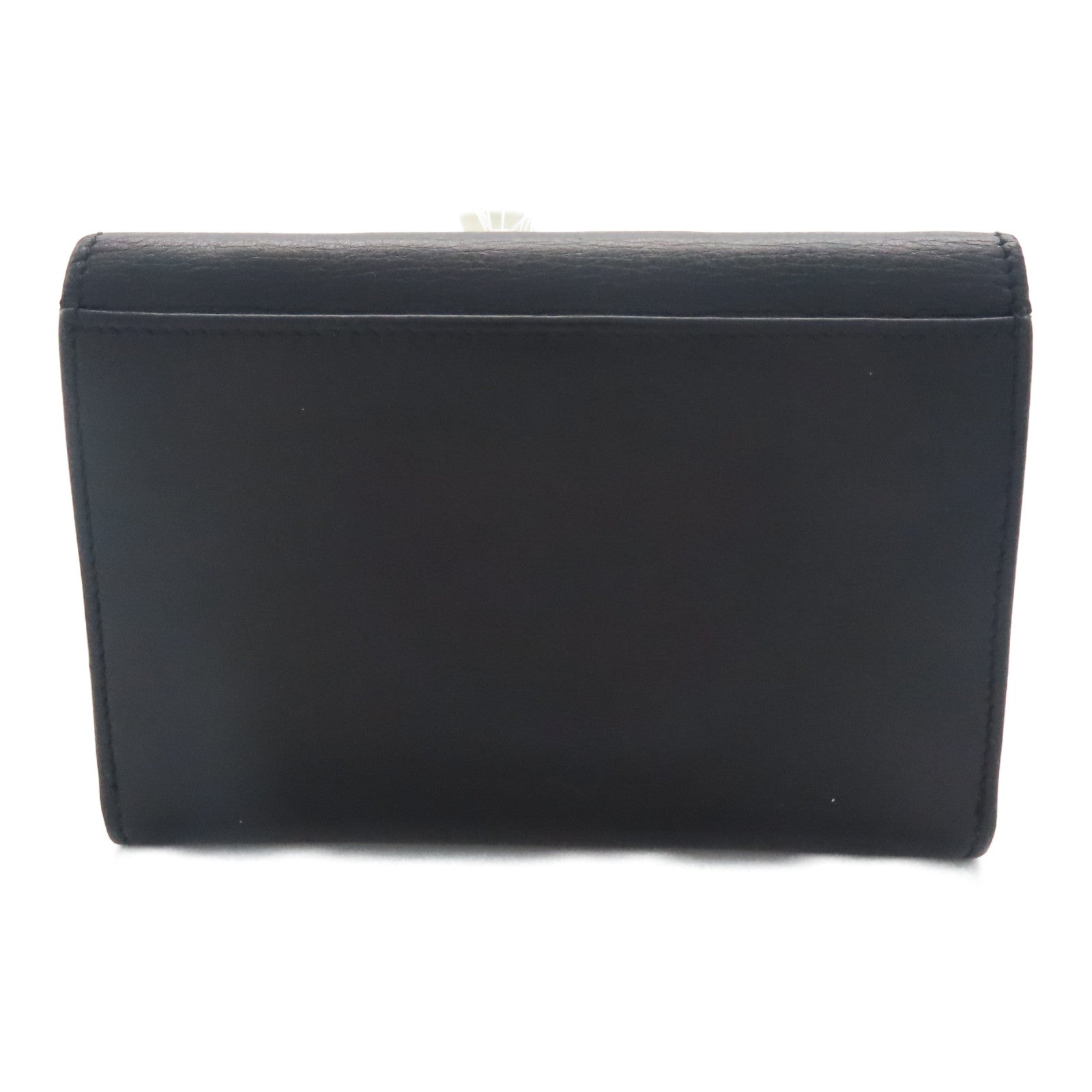 YVES SAINT LAURENT 牛皮皮革Card Case銀扣卡片包黑色