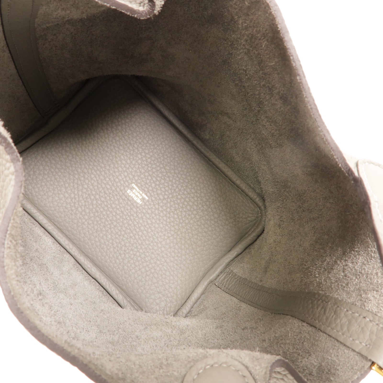 HERMES Clemence皮革Picotin PM手挽袋Gris Meyer