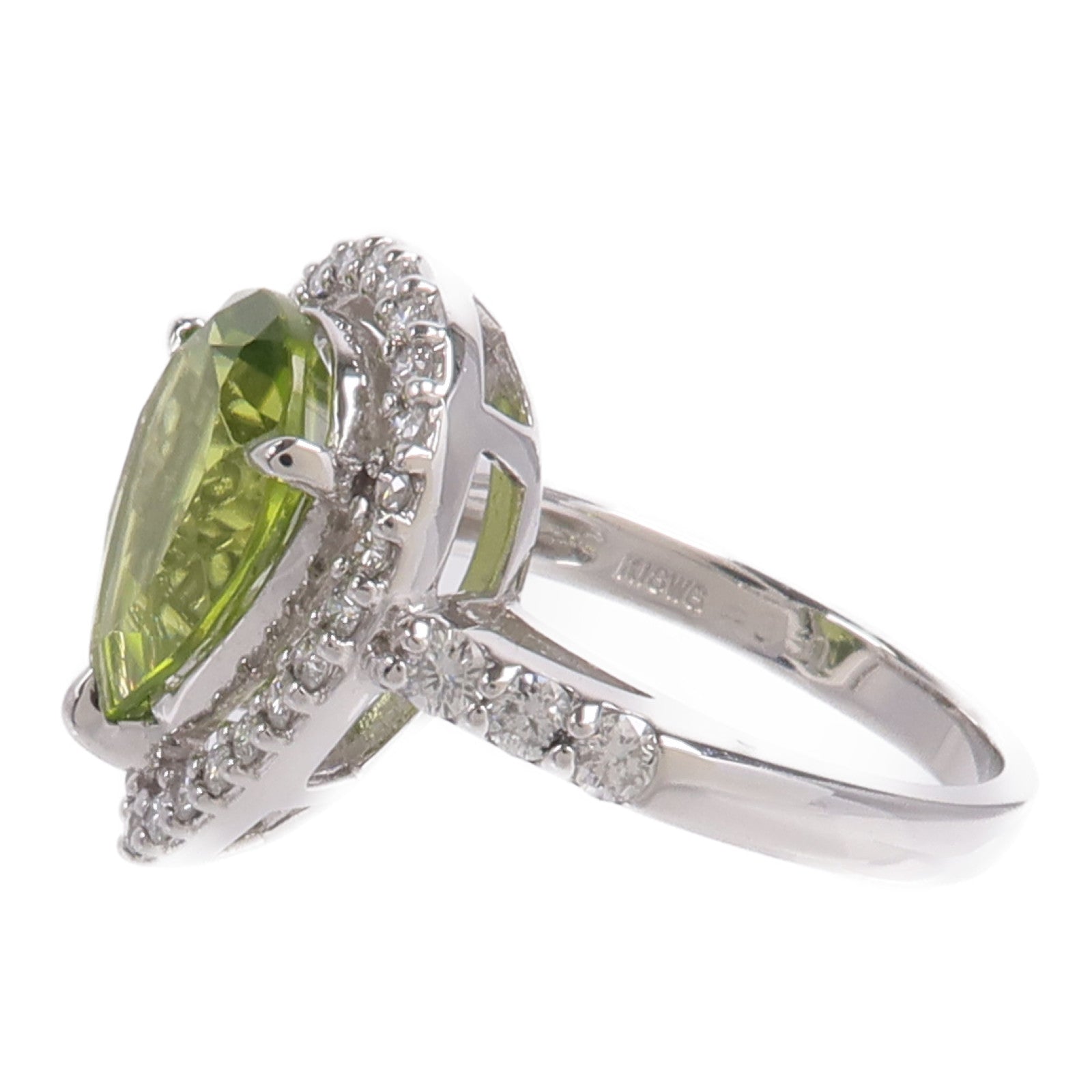 JEWELRY 18K白金Peridot Diamond Ring橄欖石/鑽石戒指