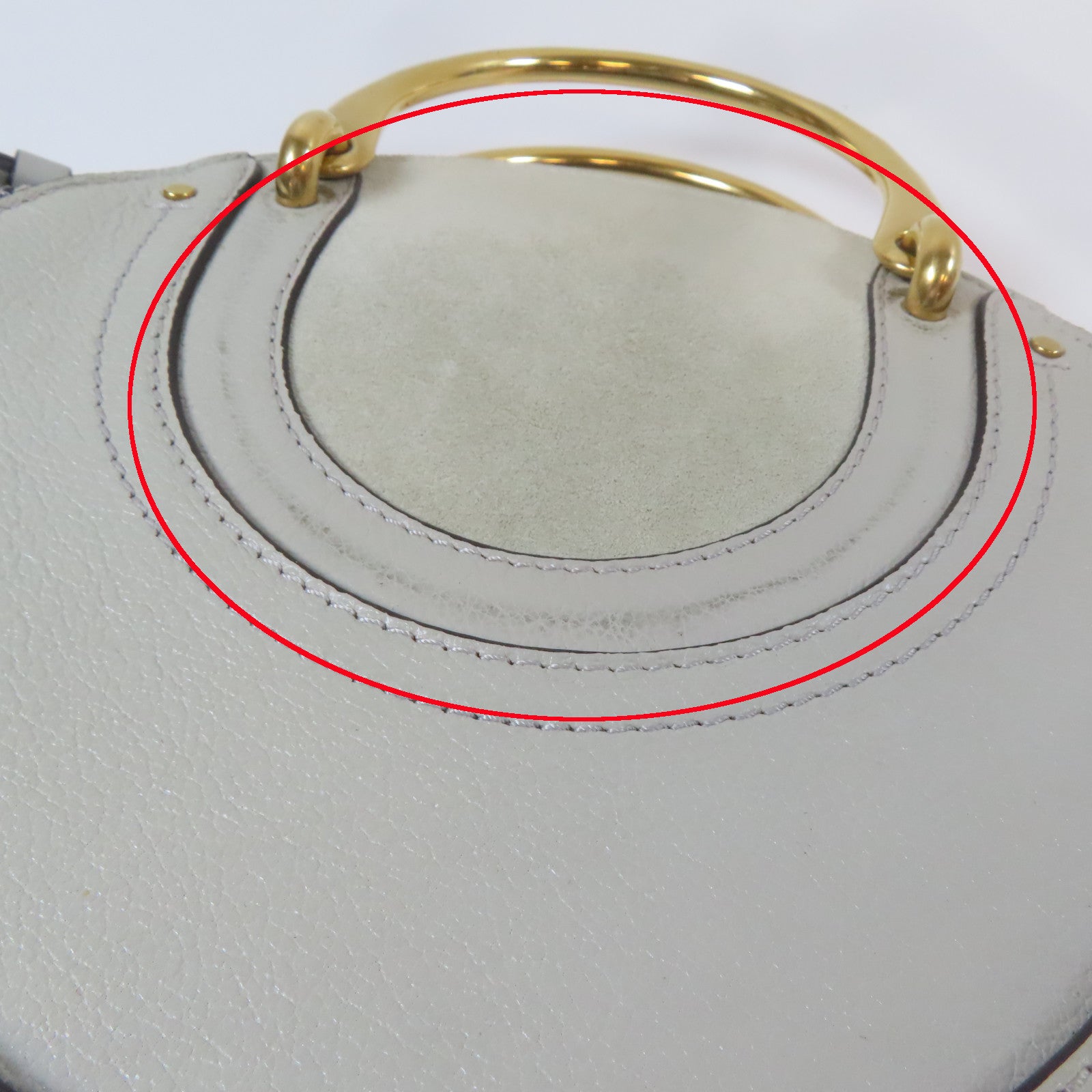 Chloe 牛皮皮革Shoulder Bag金扣肩背袋灰色