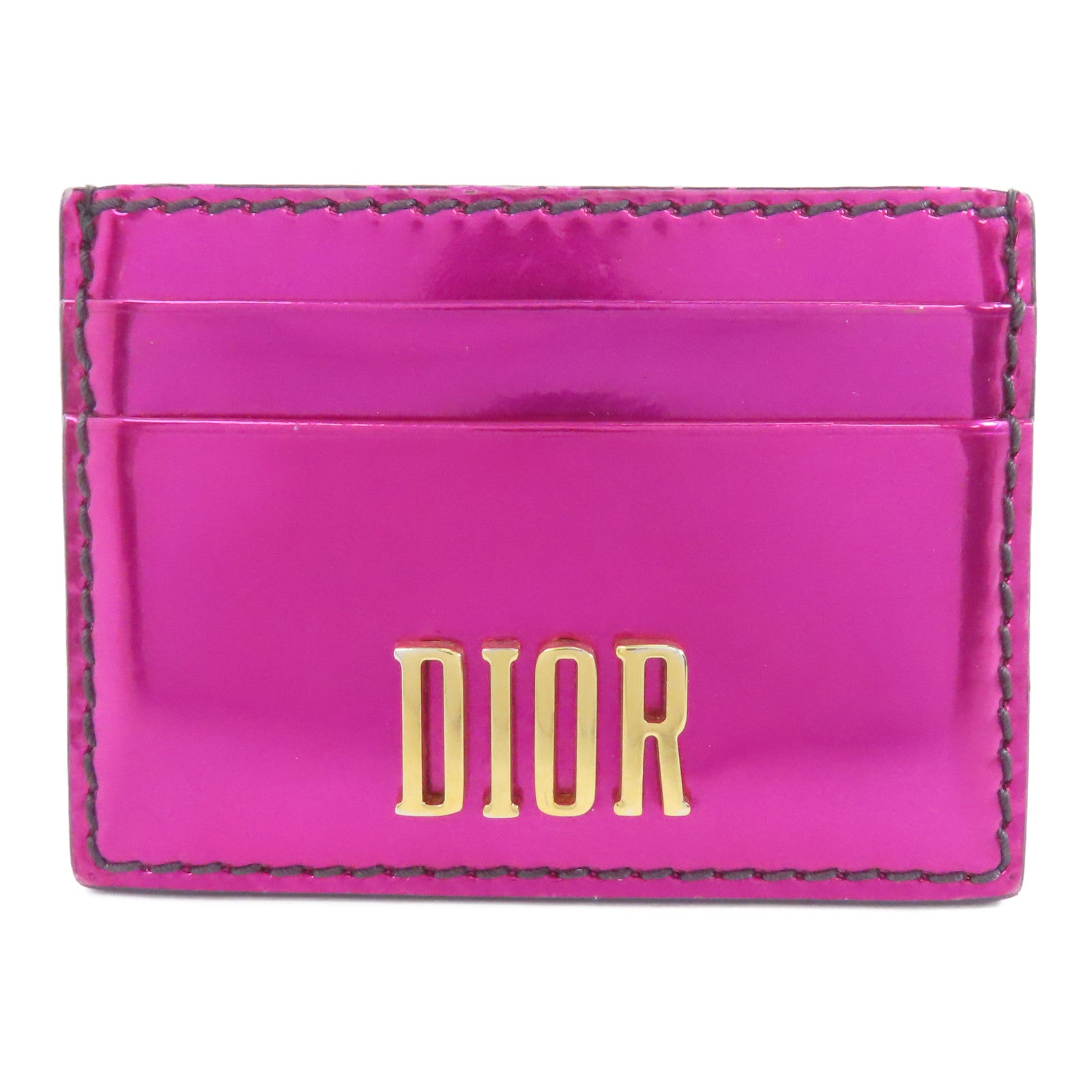 Dior 漆皮皮革Card Case金扣卡片套粉紅色