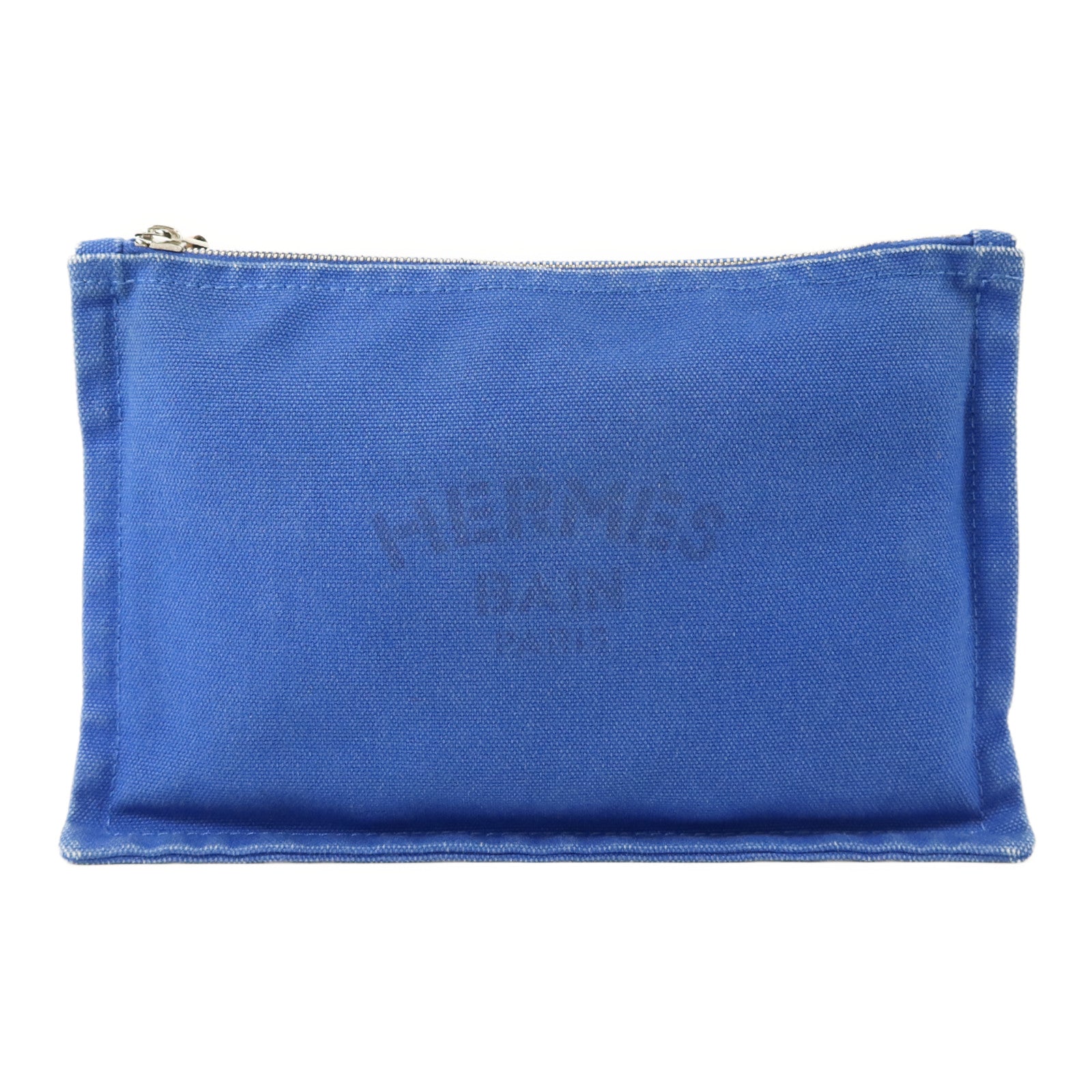 HERMES 帆布Trousse Flat Pouch銀扣小袋