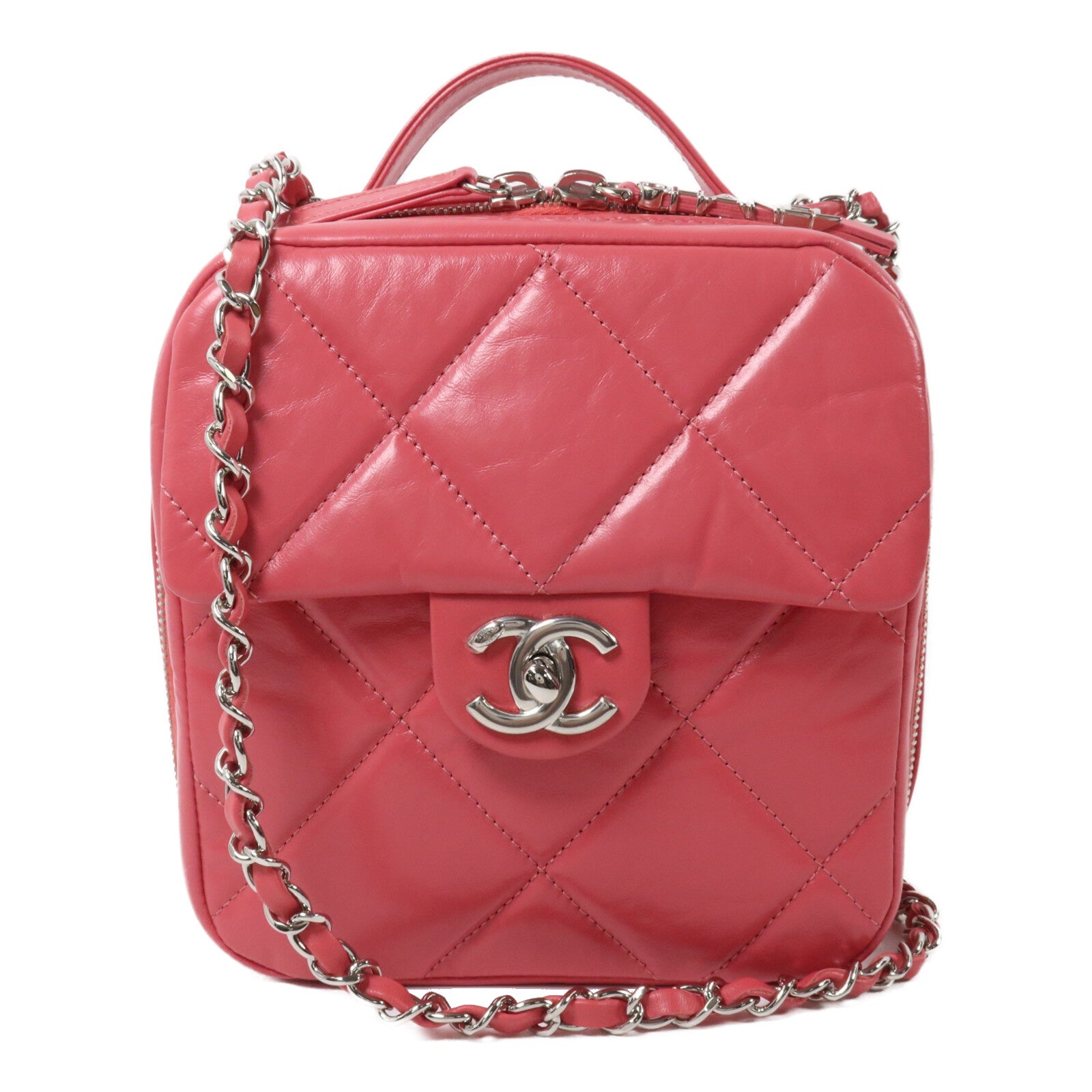 CHANEL 牛皮皮革Top Handle Bag鏈帶手挽肩背兩用袋