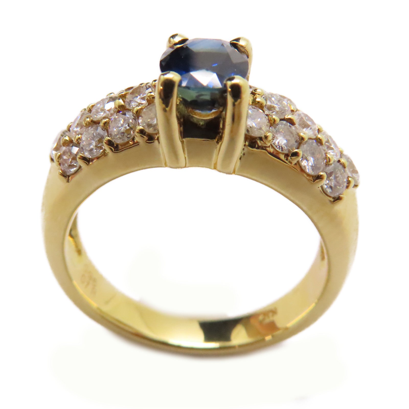 JEWELRY 18K黃金Sapphire Diamond Ring 0.96ct藍寶石/0.78ct鑽石戒指US#6.5