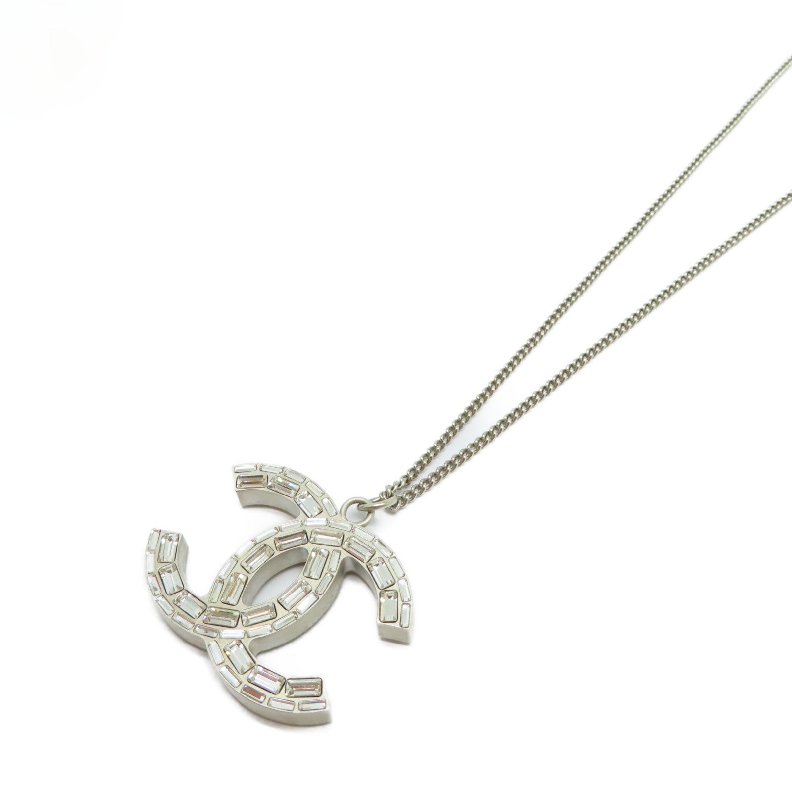 CHANEL 金屬2 Face Necklace項鍊銀色
