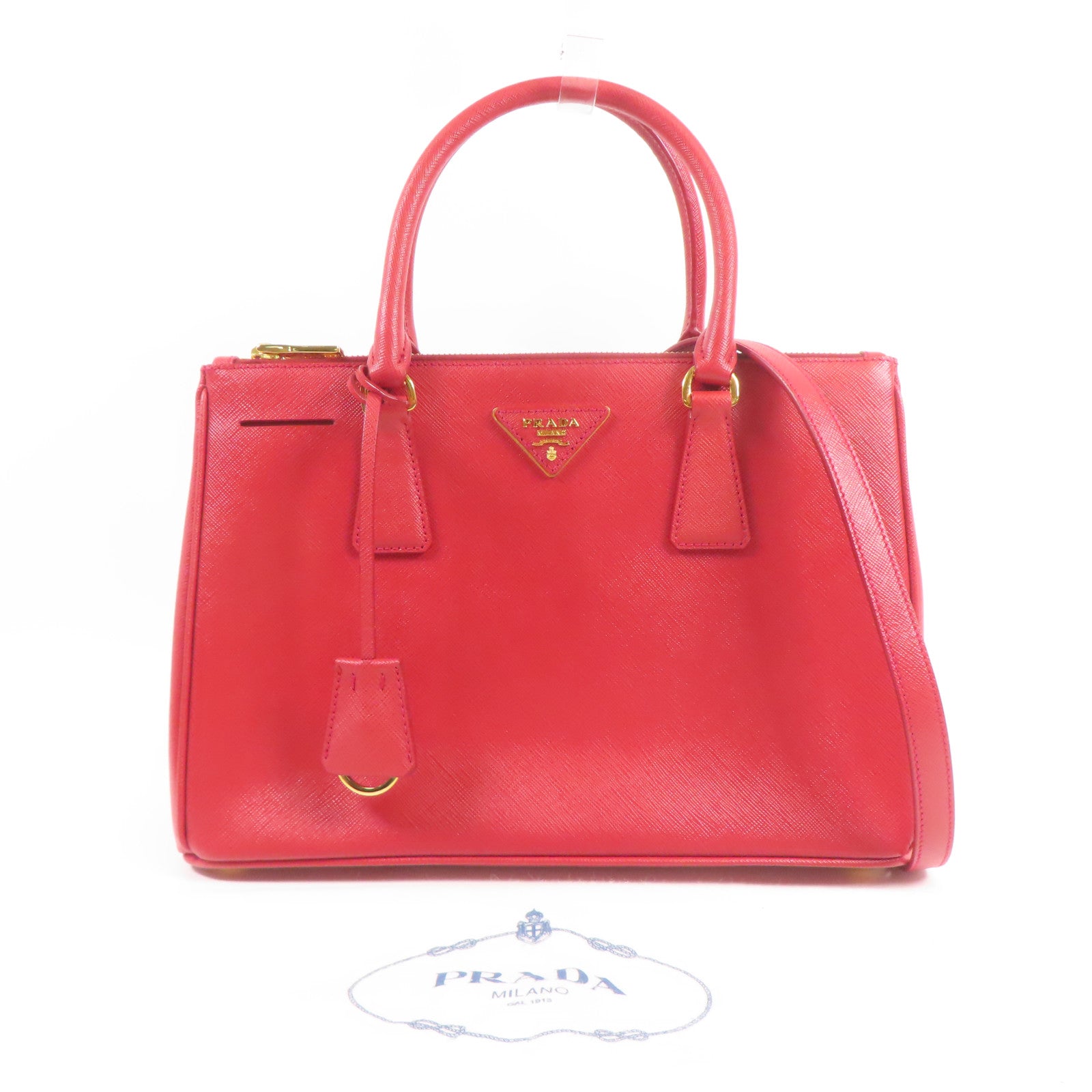 PRADA 牛皮皮革Shoulder Bag金扣手挽肩背兩用袋