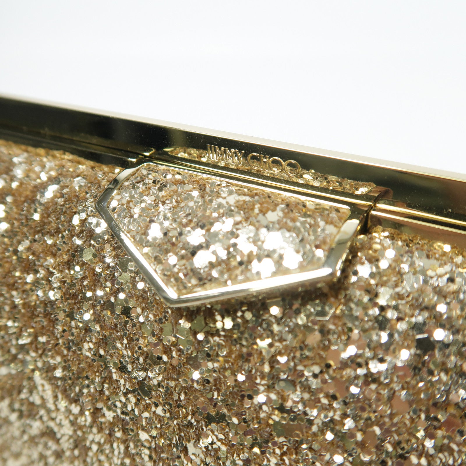 JIMMY CHOO 珠片Ellipse金扣鏈帶肩背袋