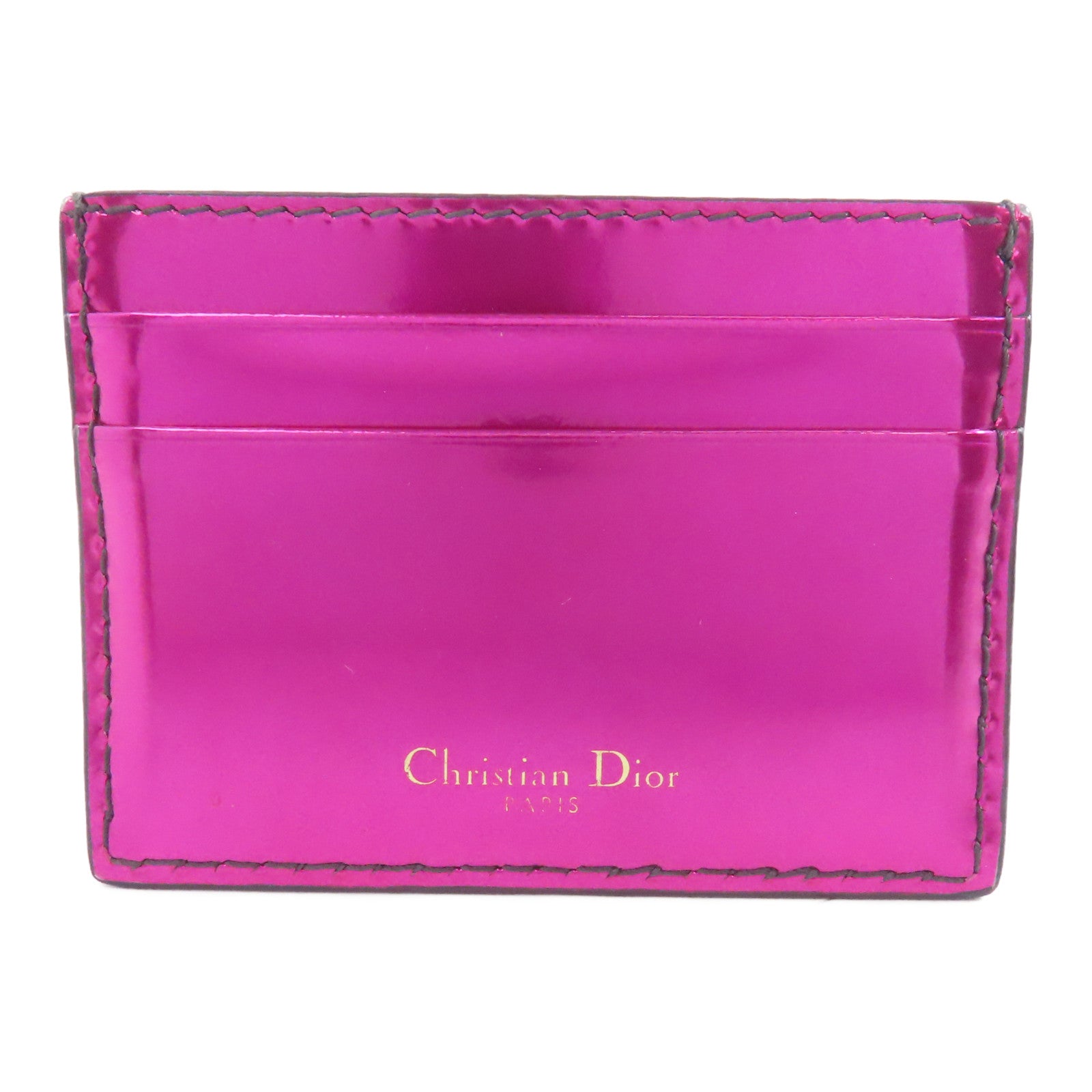 Dior 漆皮皮革Card Case金扣卡片套粉紅色