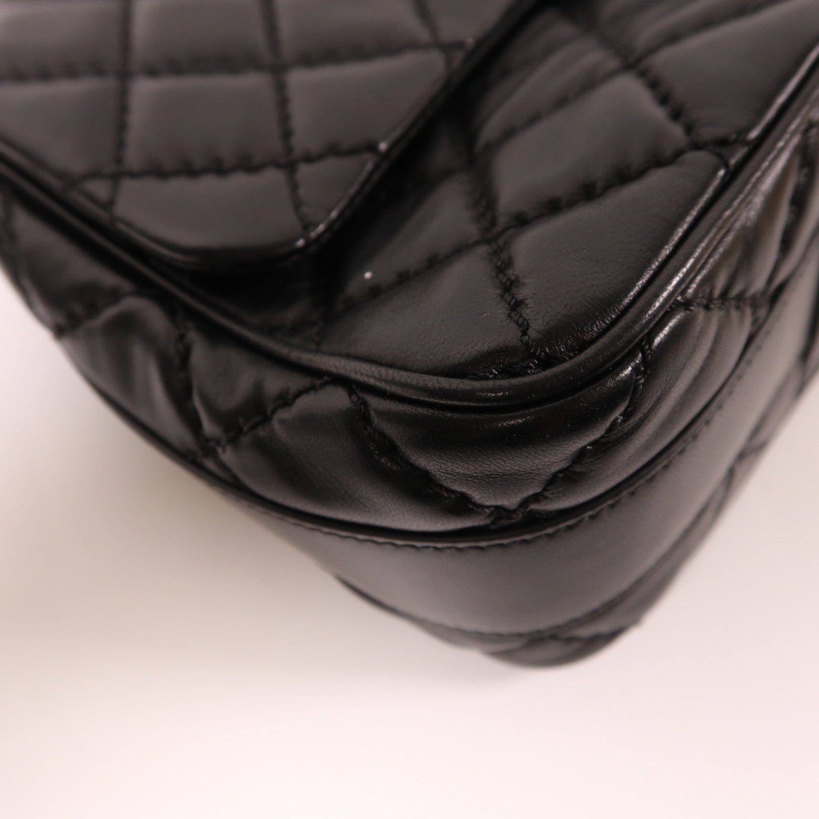 CHANEL CC SHW Shoulder Bag 2Way Handbag Lambskin Leather Black
