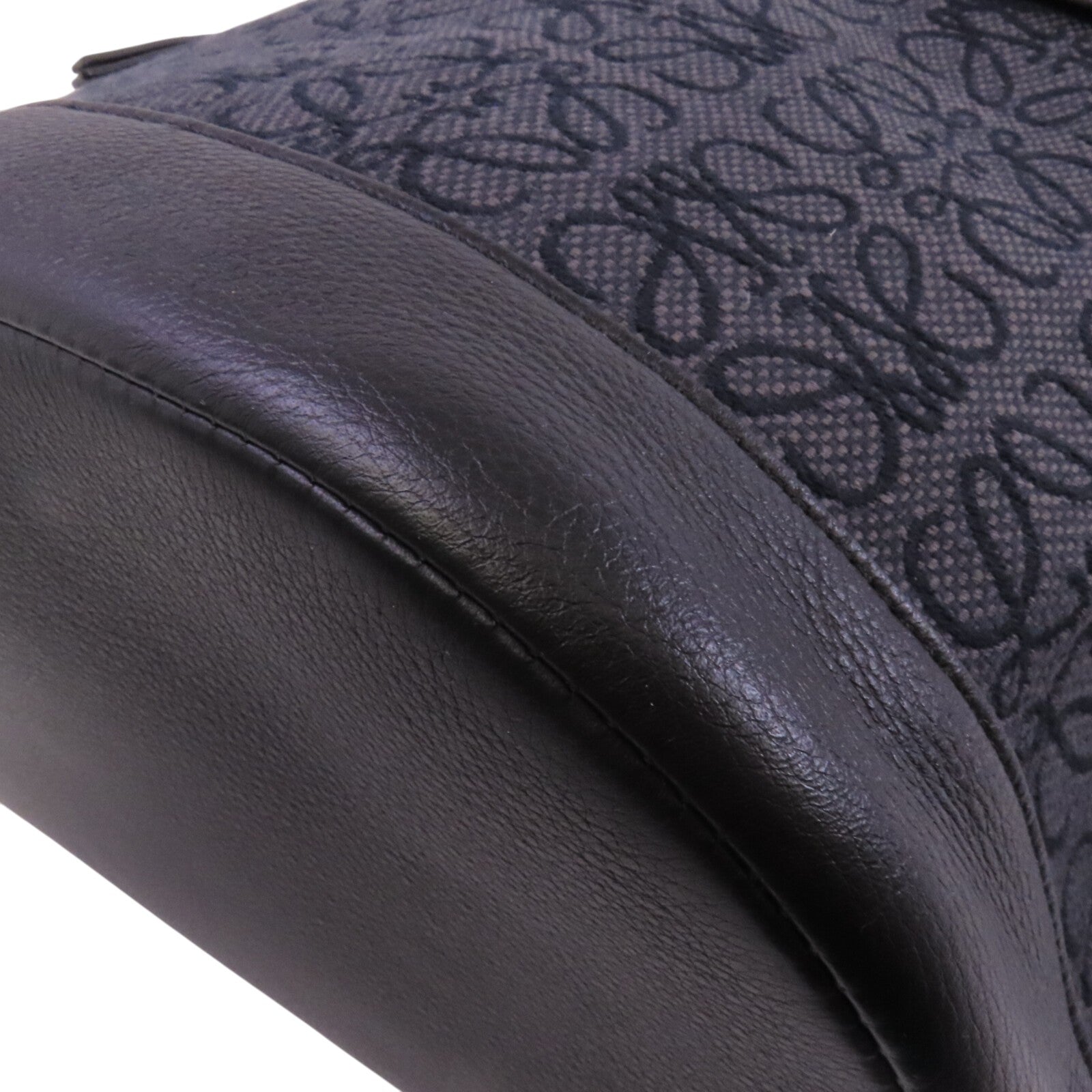 LOEWE 帆布/牛皮皮革Backpack銀扣背包