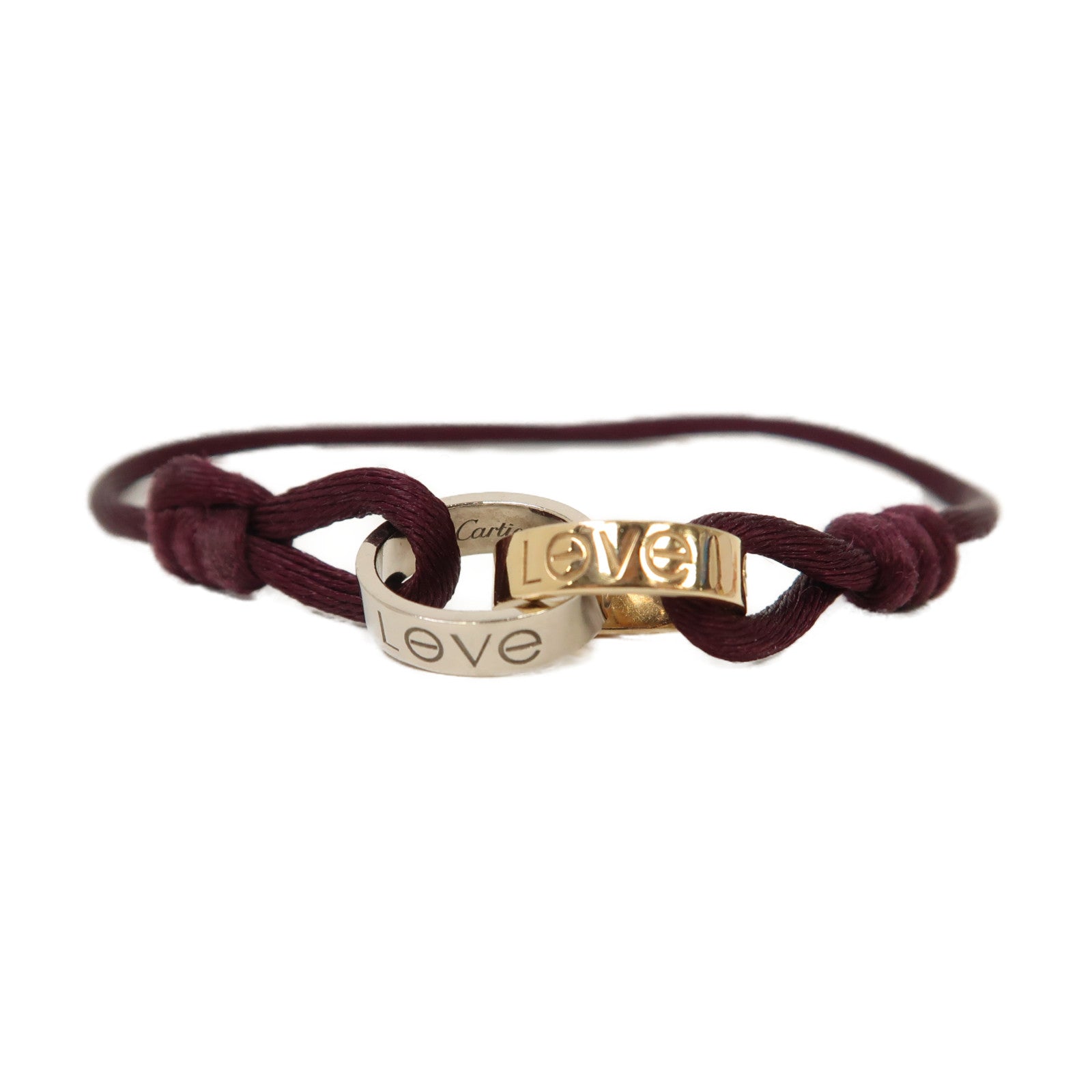 CARTIER 18K黃金/白金Love Cord Bracelet手鐲