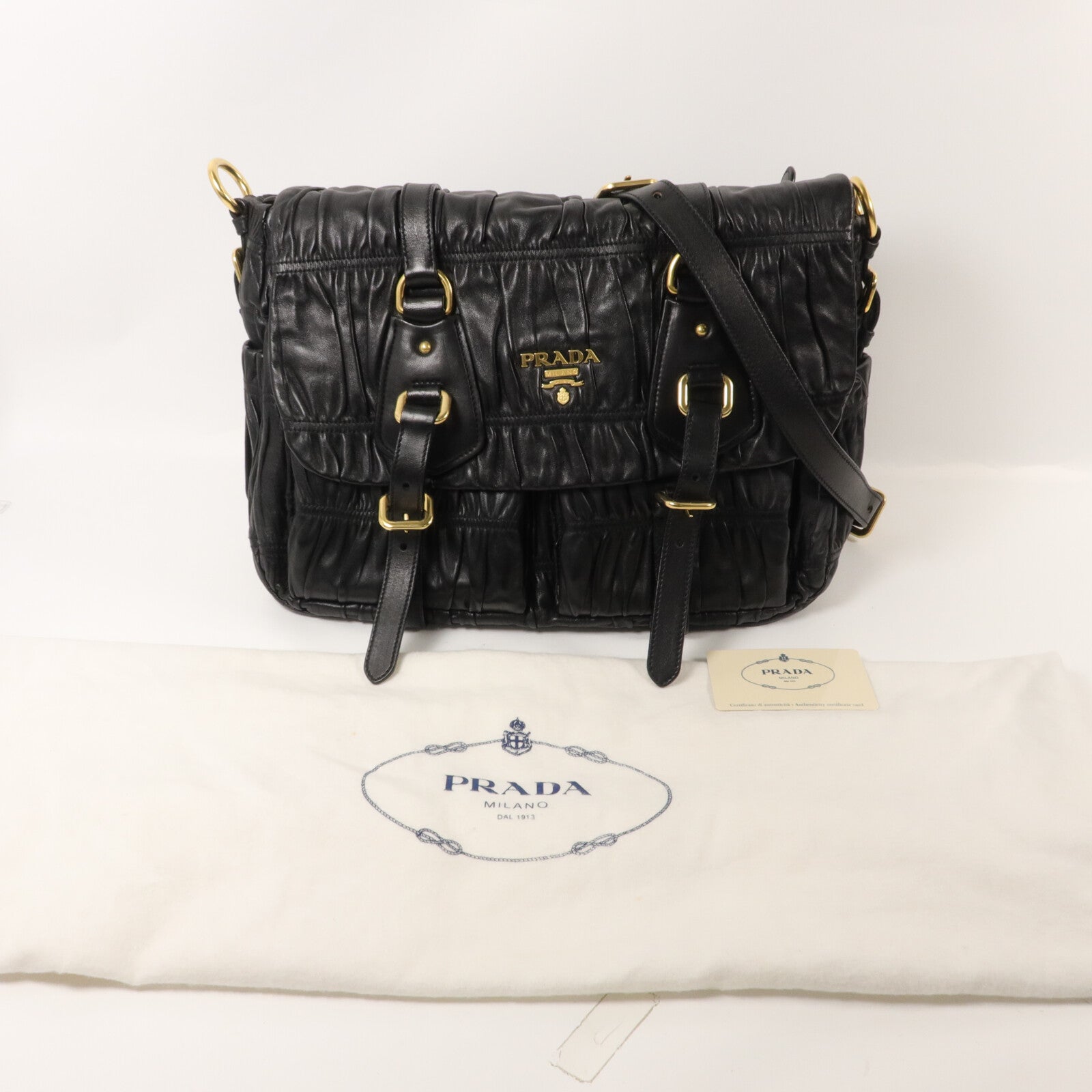 PRADA 牛皮皮革Gaufre Messenger Bag肩背袋