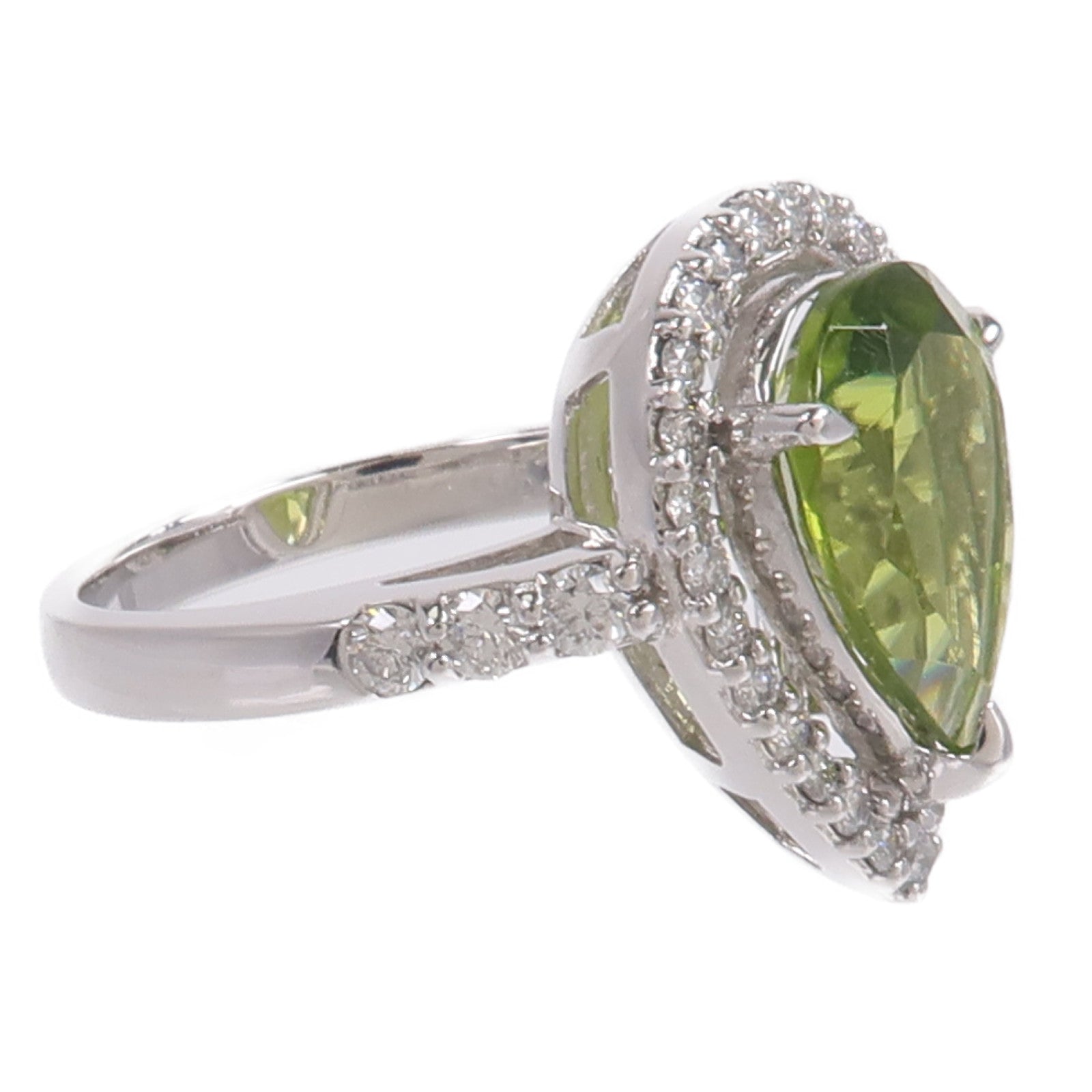 JEWELRY 18K白金Peridot Diamond Ring橄欖石/鑽石戒指