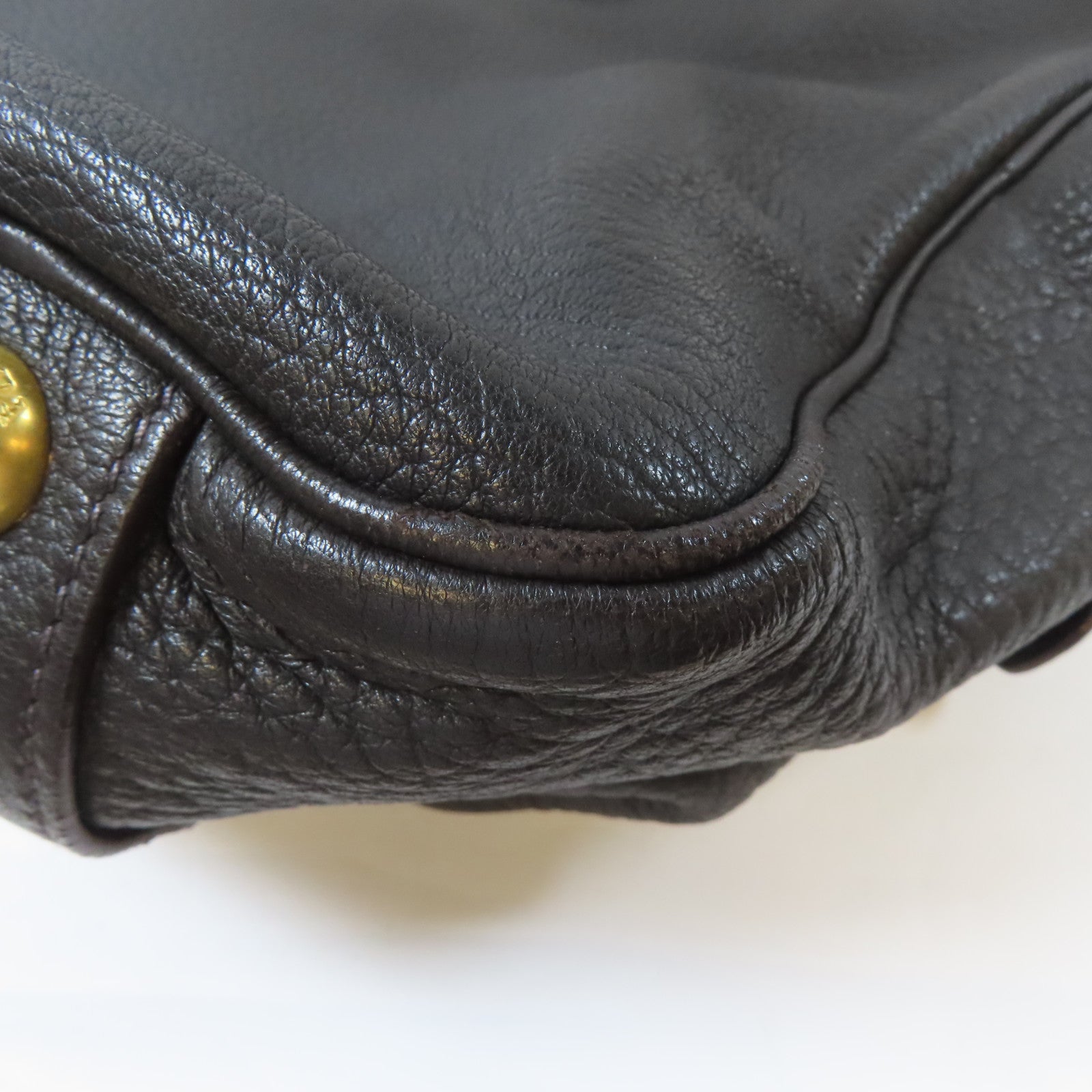 PRADA 牛皮皮革Hand Bag金扣手挽袋啡色