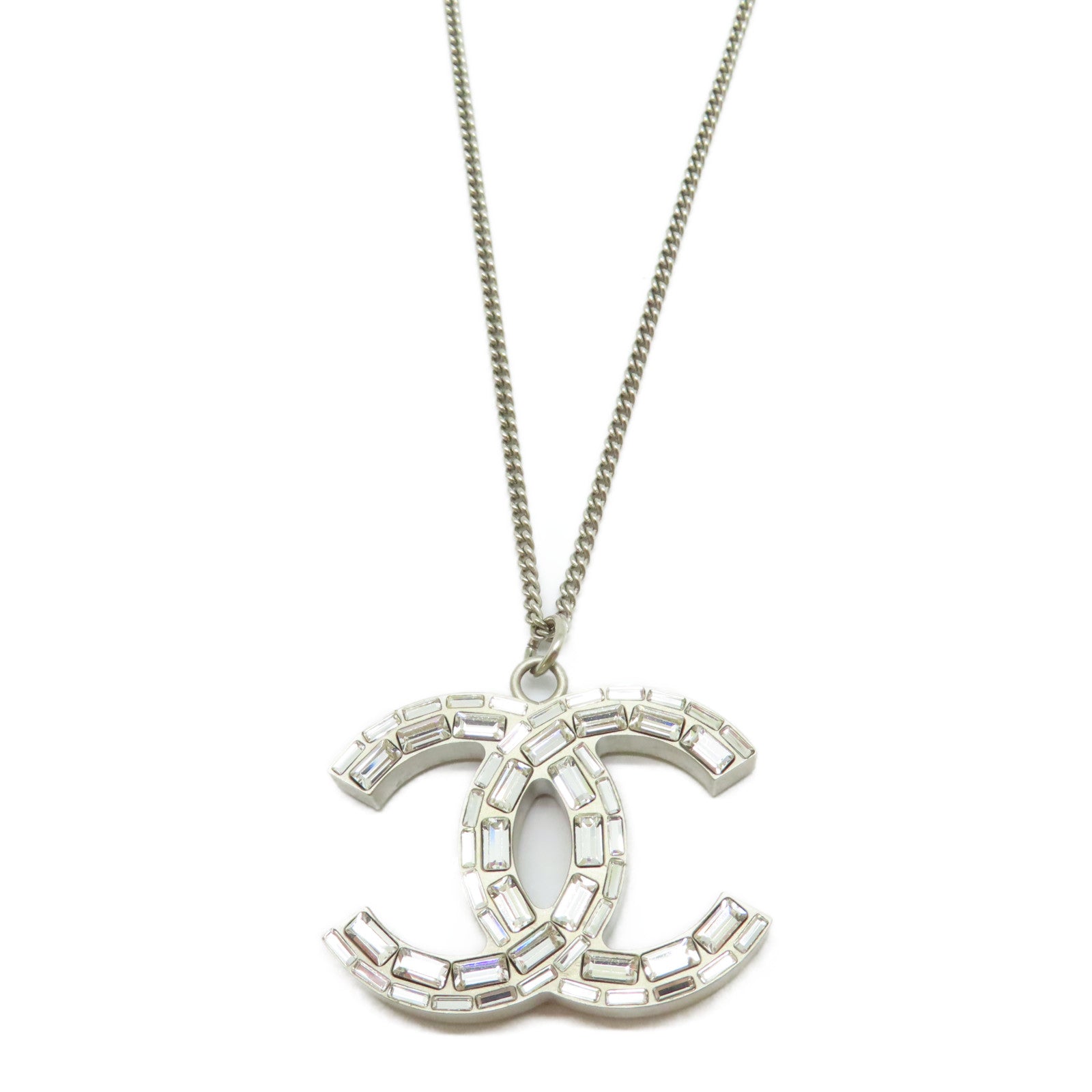 CHANEL 金屬2 Face Necklace項鍊銀色